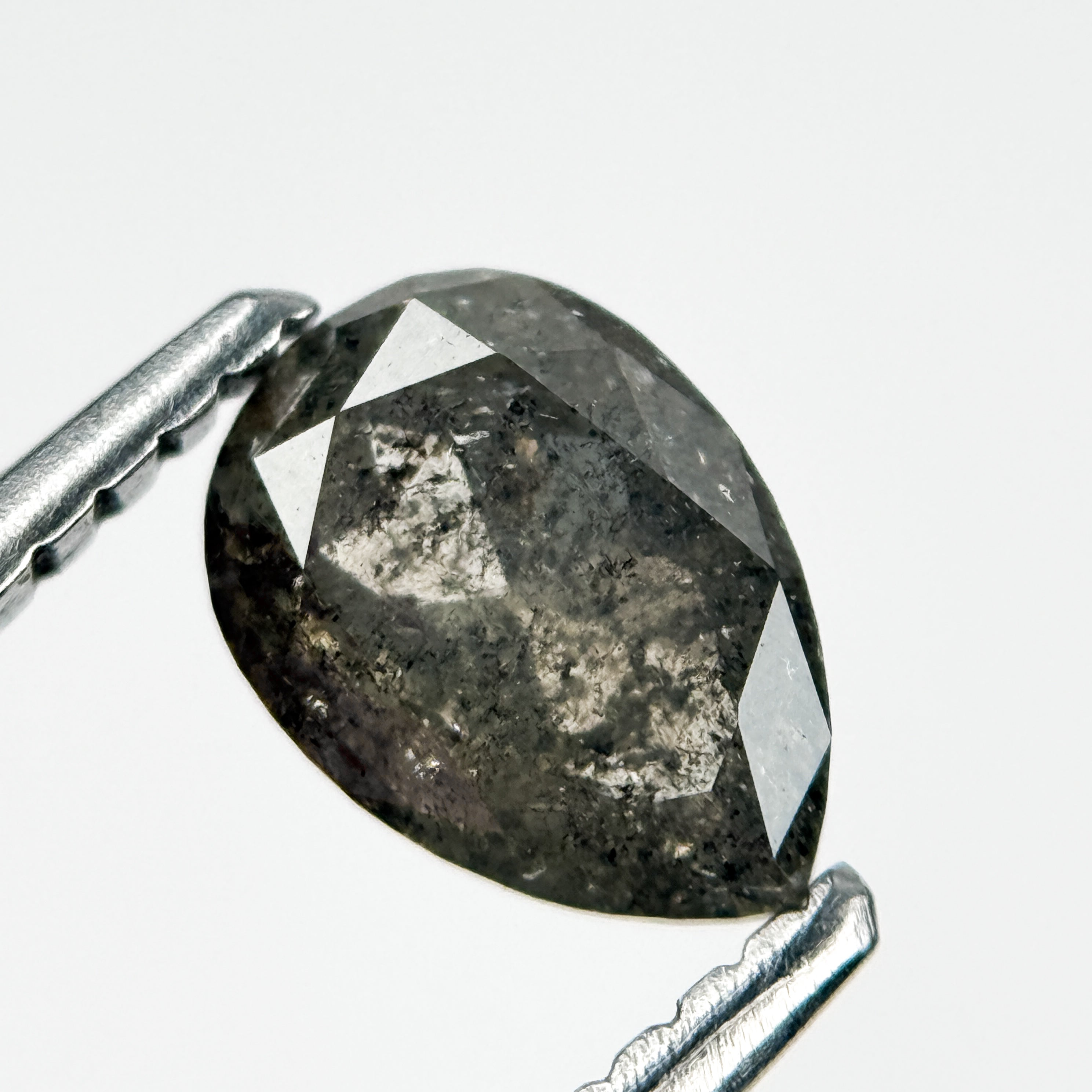 0.84 Ct Pear Rose Cut Grey Natural Galaxy Diamond
