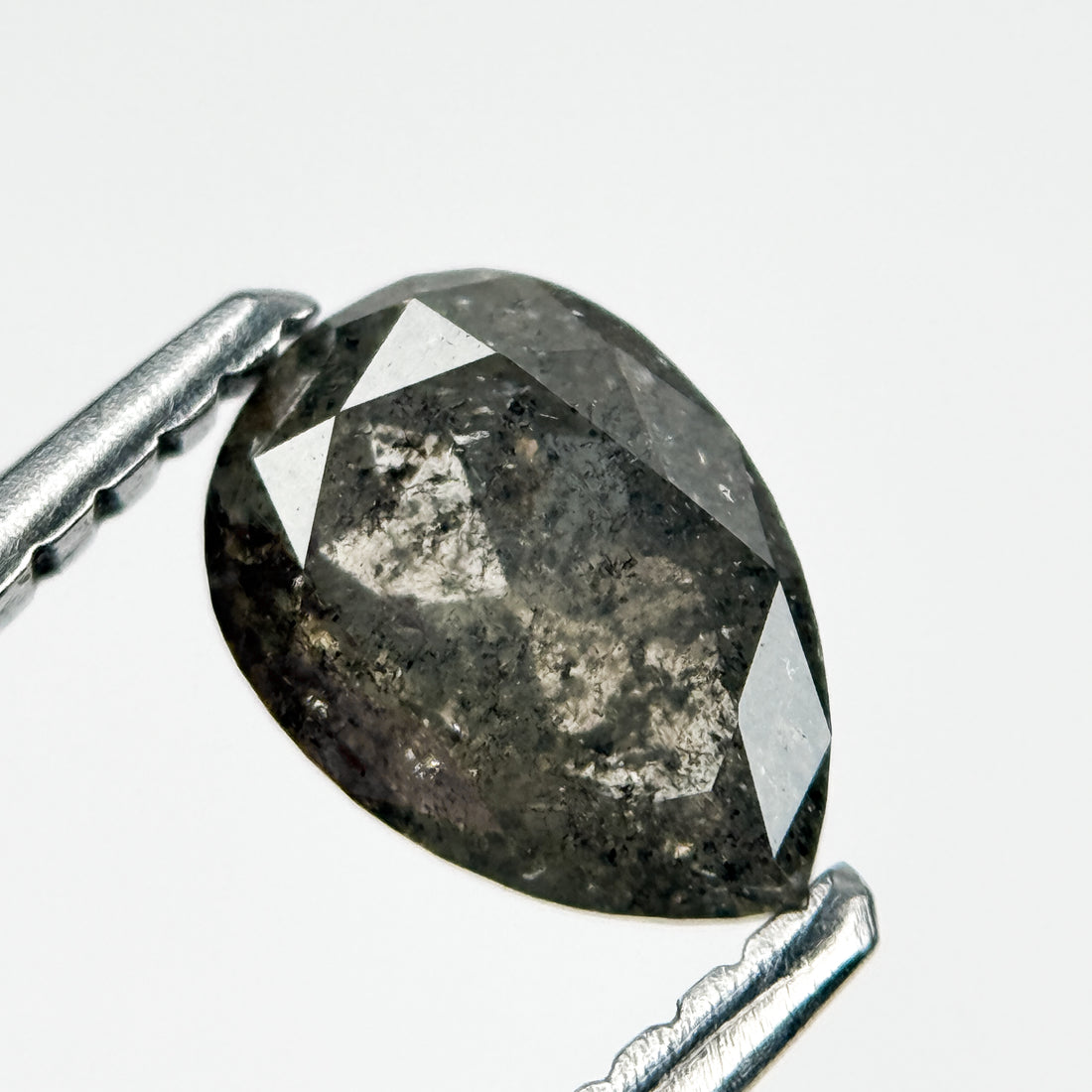 0.84 Ct Pear Rose Cut Grey Natural Galaxy Diamond