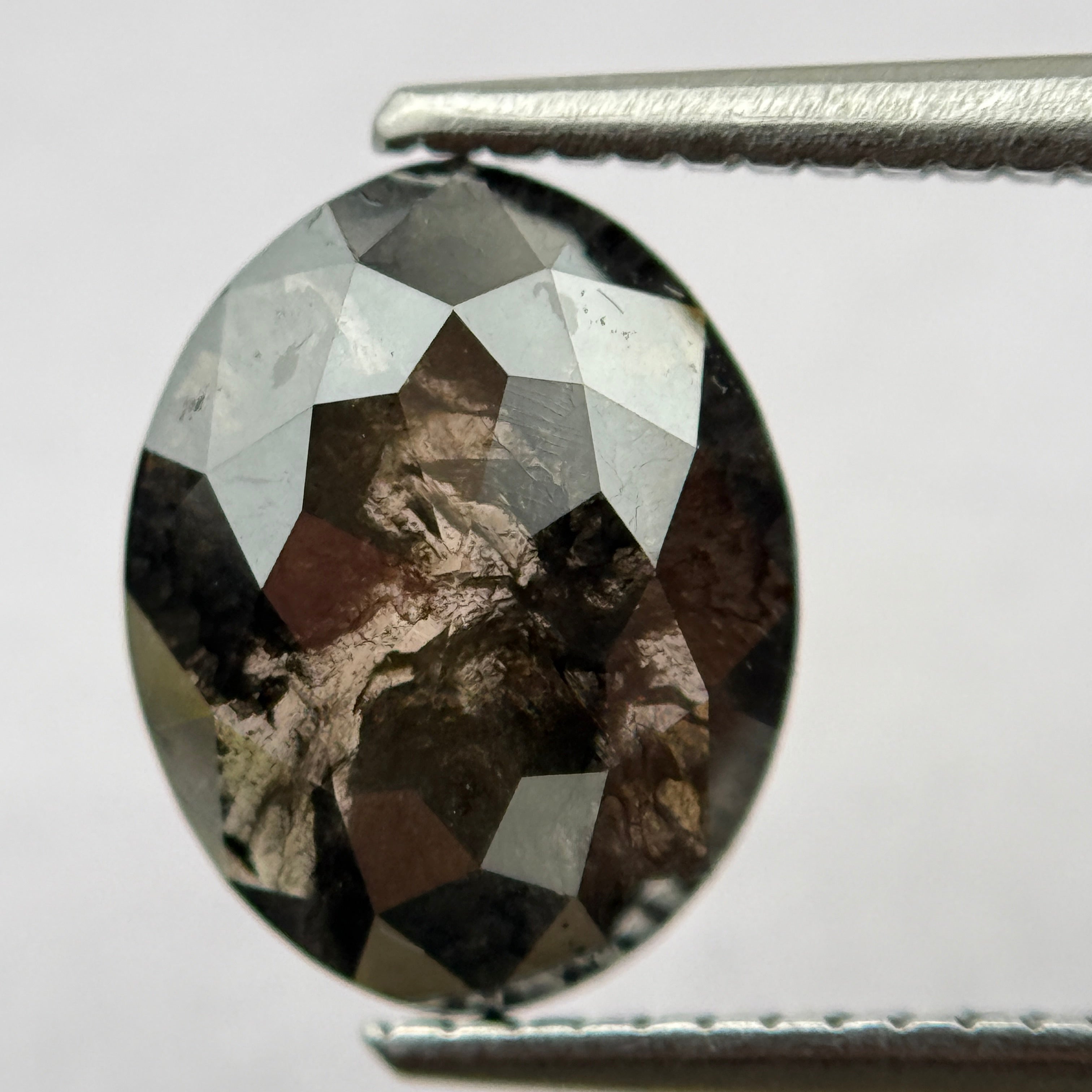 4.26 Ct Oval Rose Cut Black Natural Rare Diamond Pair