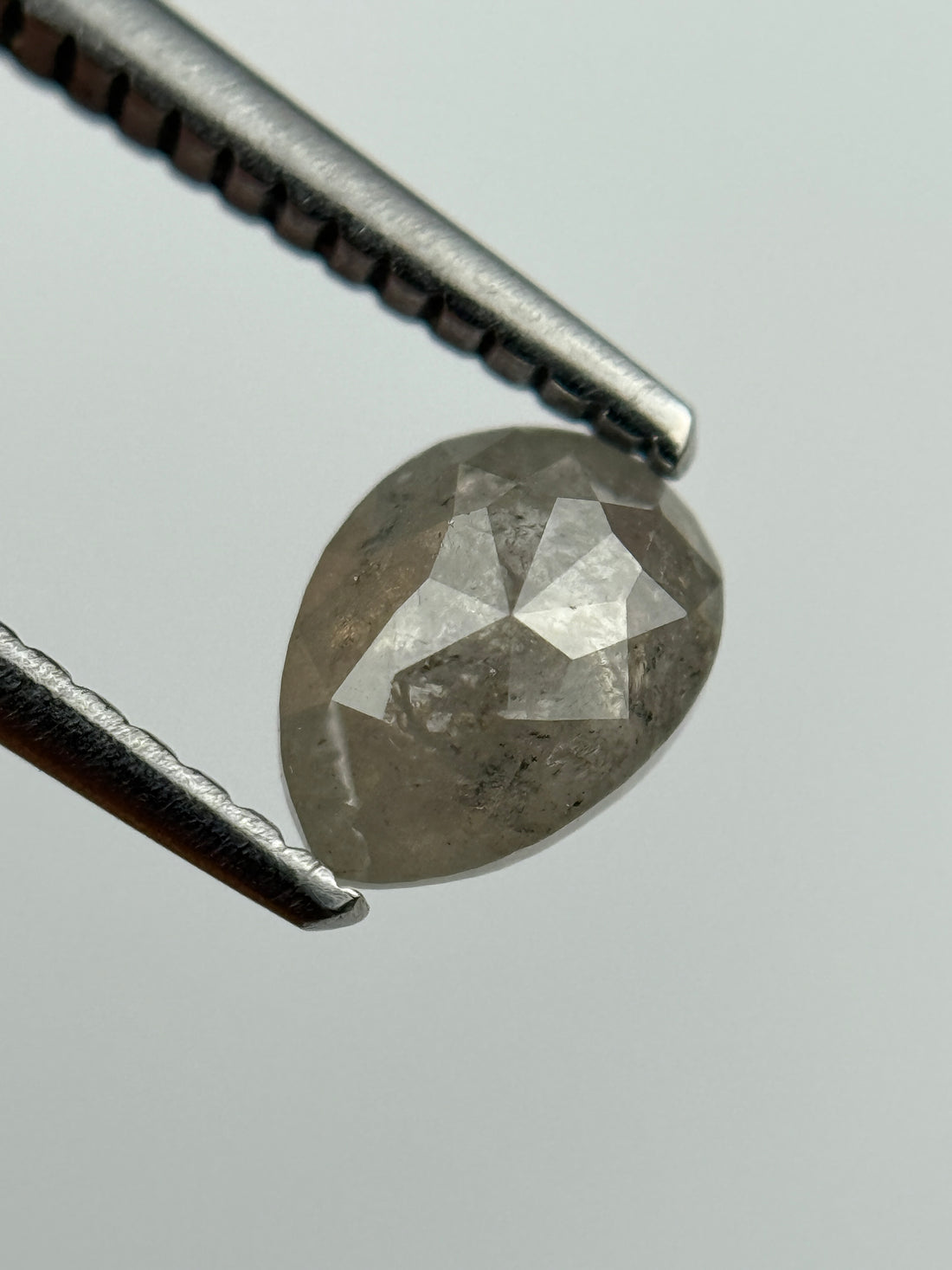 0.75 Ct Pear Rose Cut Grey Natural Salt and Pepper Diamond