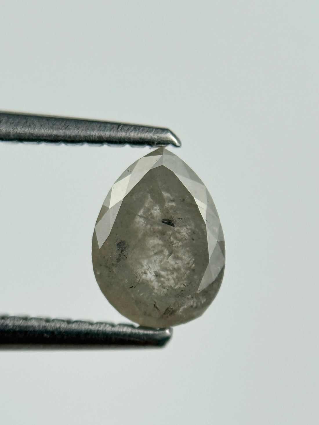0.75 Ct Pear Rose Cut Grey Natural Salt and Pepper Diamond