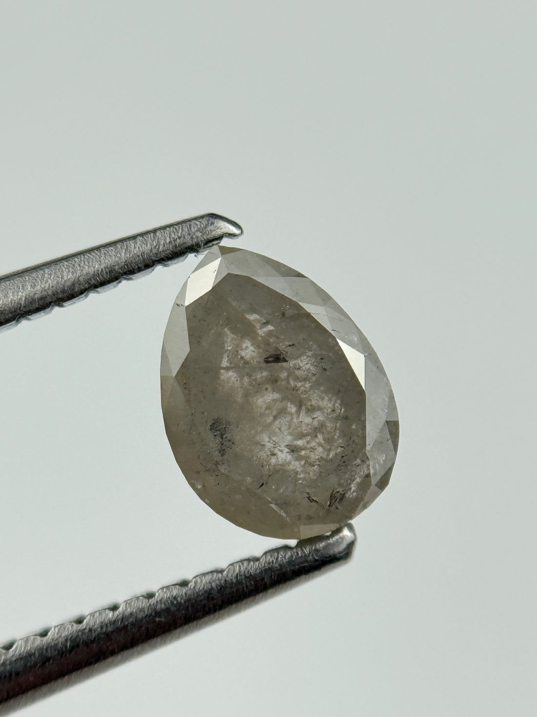 0.75 Ct Pear Rose Cut Grey Natural Salt and Pepper Diamond