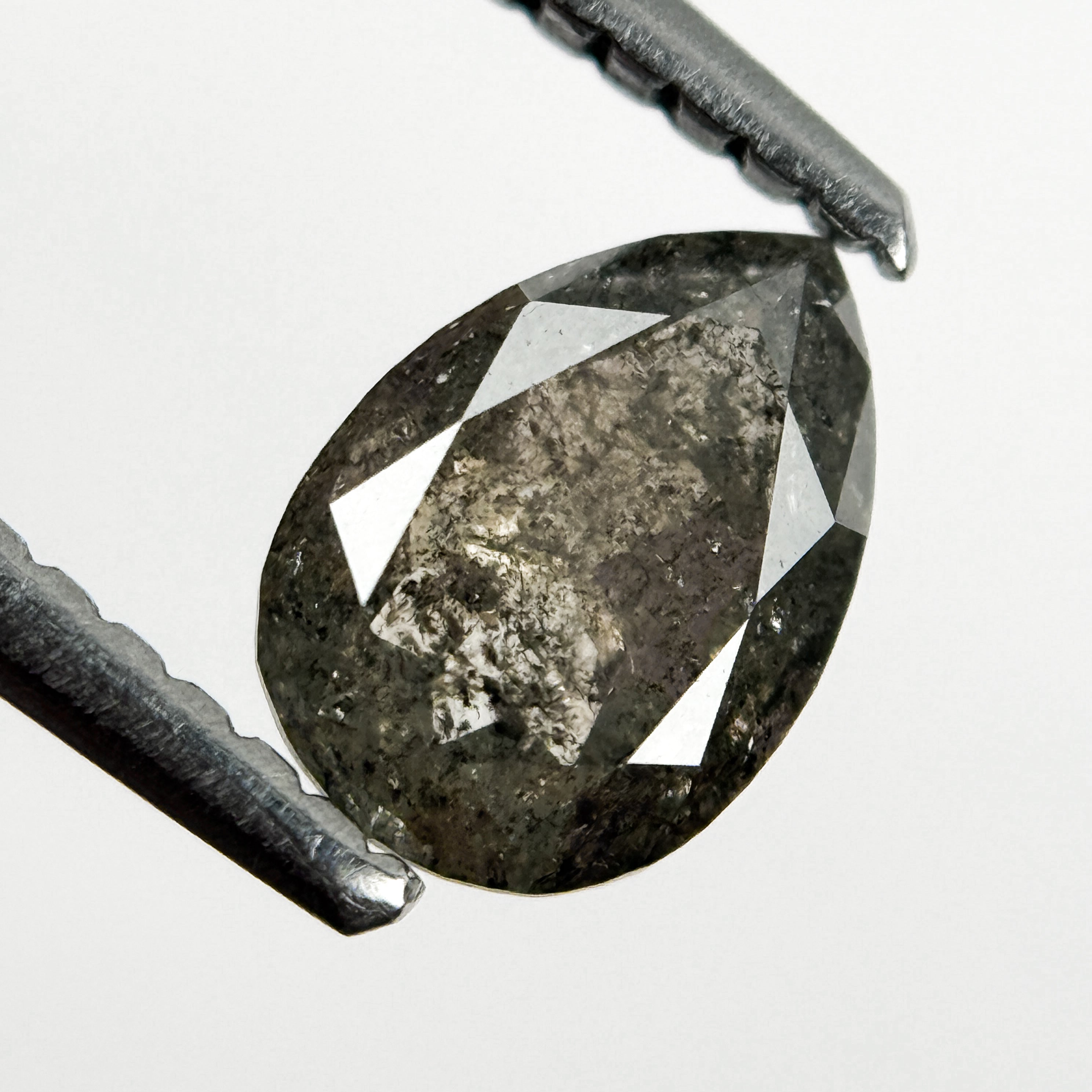 0.84 Ct Pear Rose Cut Grey Natural Galaxy Diamond