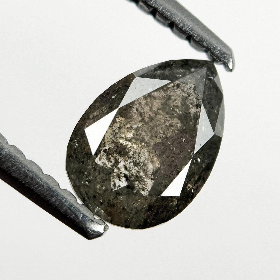 0.84 Ct Pear Rose Cut Grey Natural Galaxy Diamond