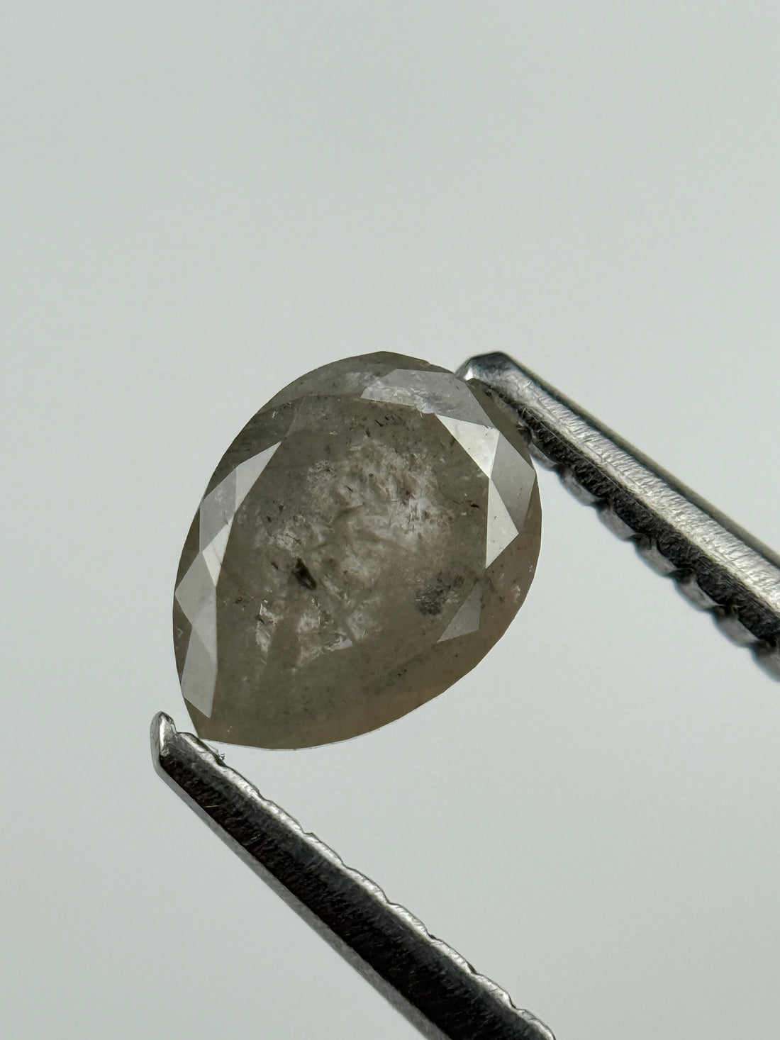 0.75 Ct Pear Rose Cut Grey Natural Salt and Pepper Diamond