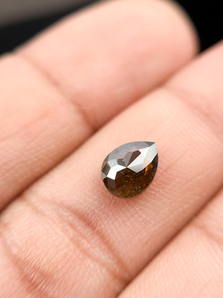 1.12 Ct Pear Rose Cut Brown Natural Fancy Diamond