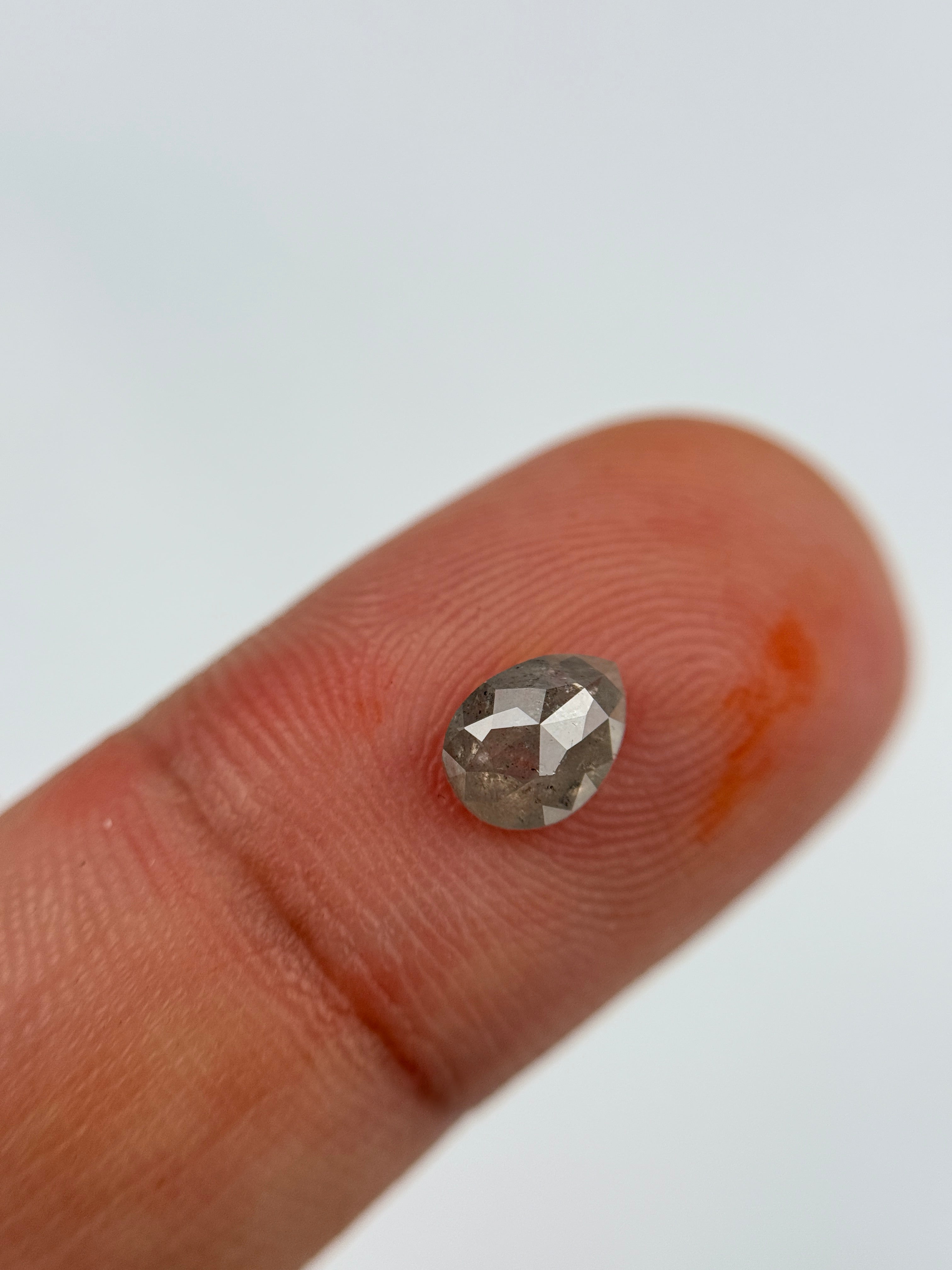 0.75 Ct Pear Rose Cut Grey Natural Salt and Pepper Diamond