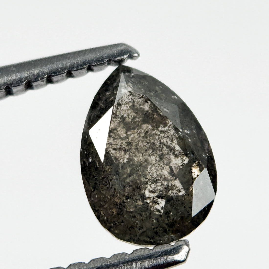 0.84 Ct Pear Rose Cut Grey Natural Galaxy Diamond
