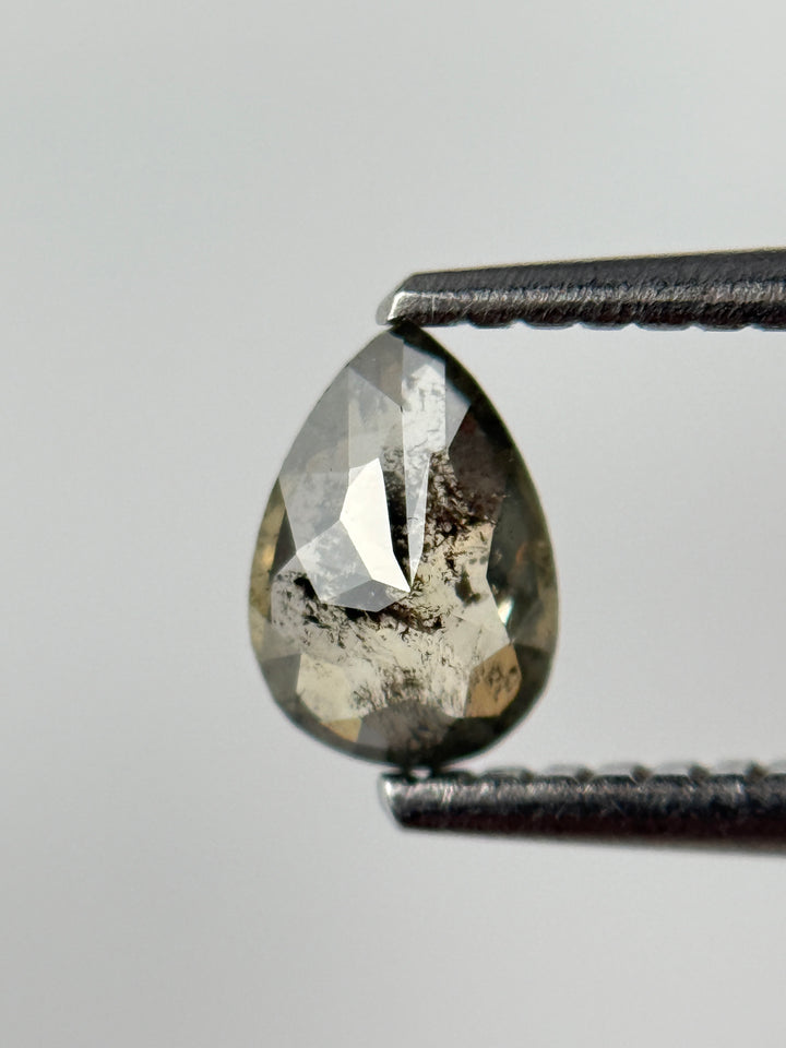 0.45 Ct Pear Rose Cut Green Natural Salt and Pepper Diamond