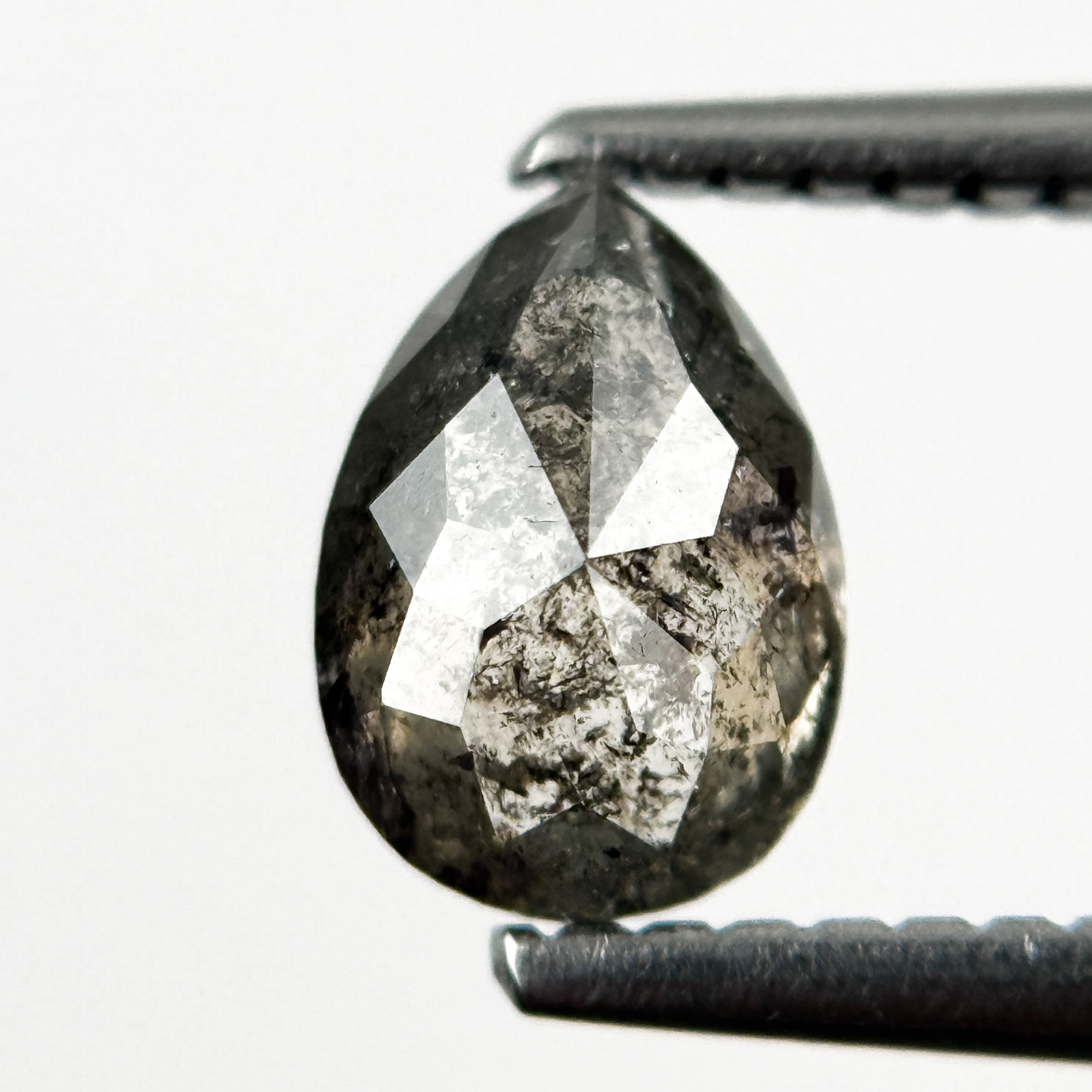0.84 Ct Pear Rose Cut Grey Natural Galaxy Diamond