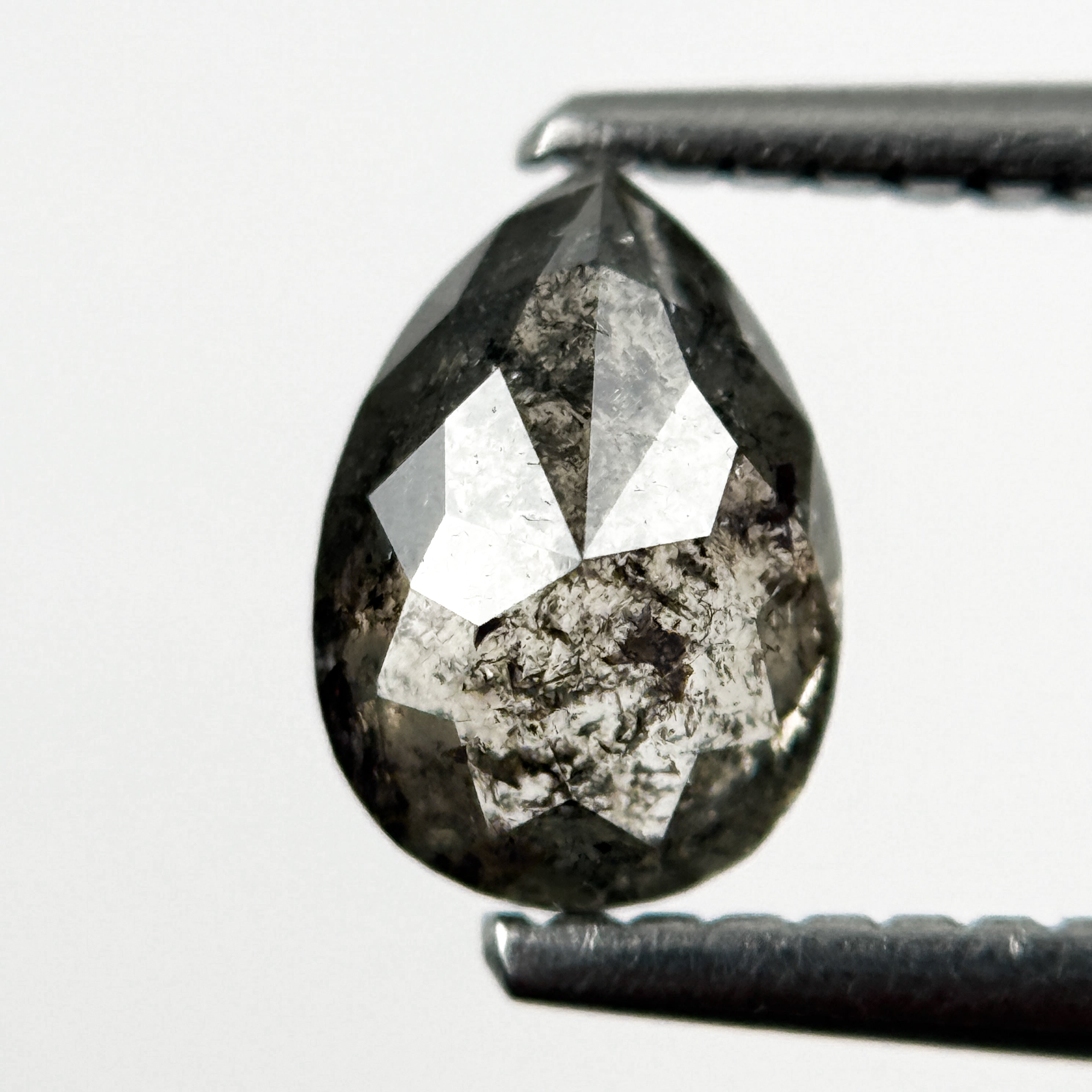 0.84 Ct Pear Rose Cut Grey Natural Galaxy Diamond