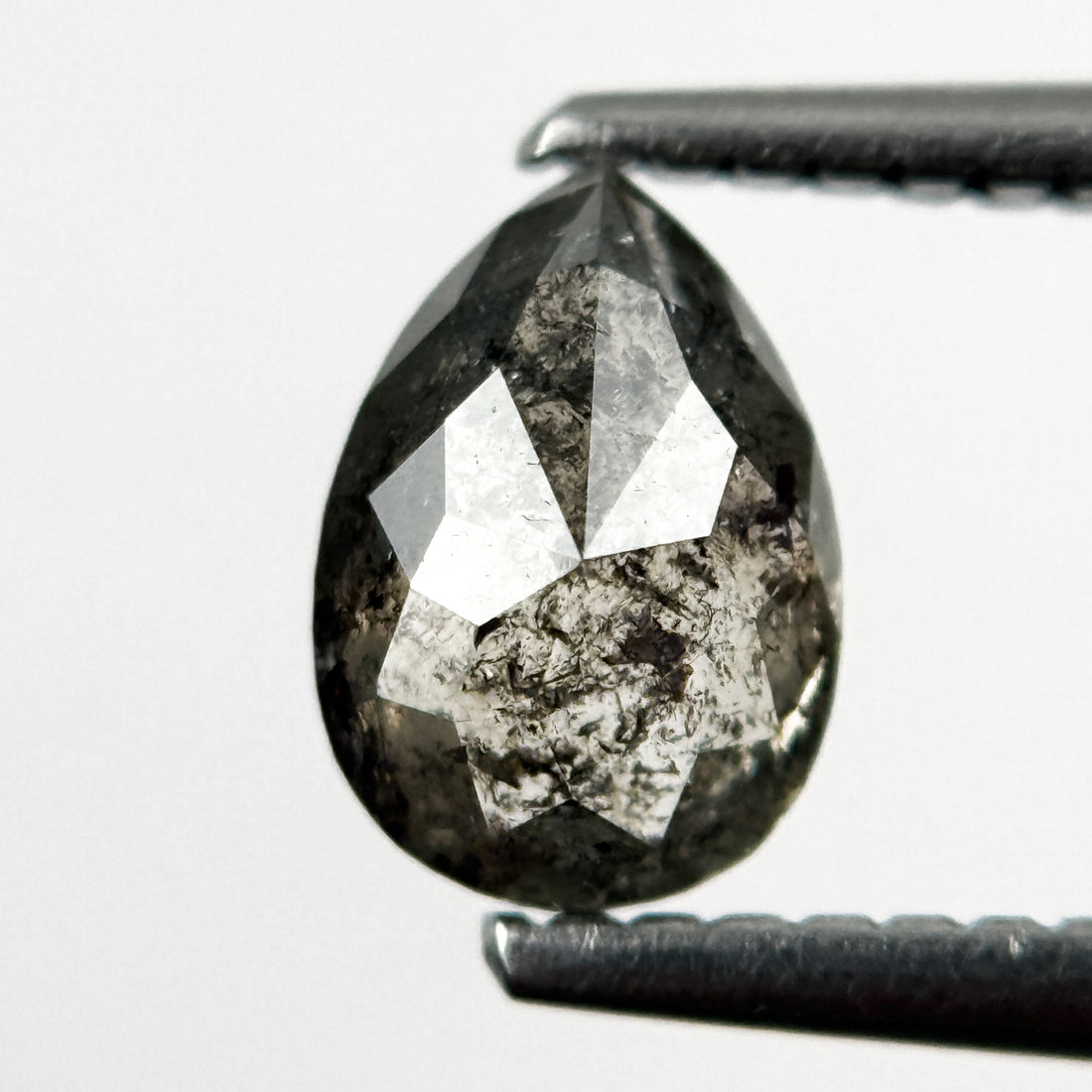 0.84 Ct Pear Rose Cut Grey Natural Galaxy Diamond
