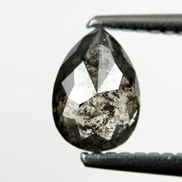 0.84 Ct Pear Rose Cut Grey Natural Galaxy Diamond