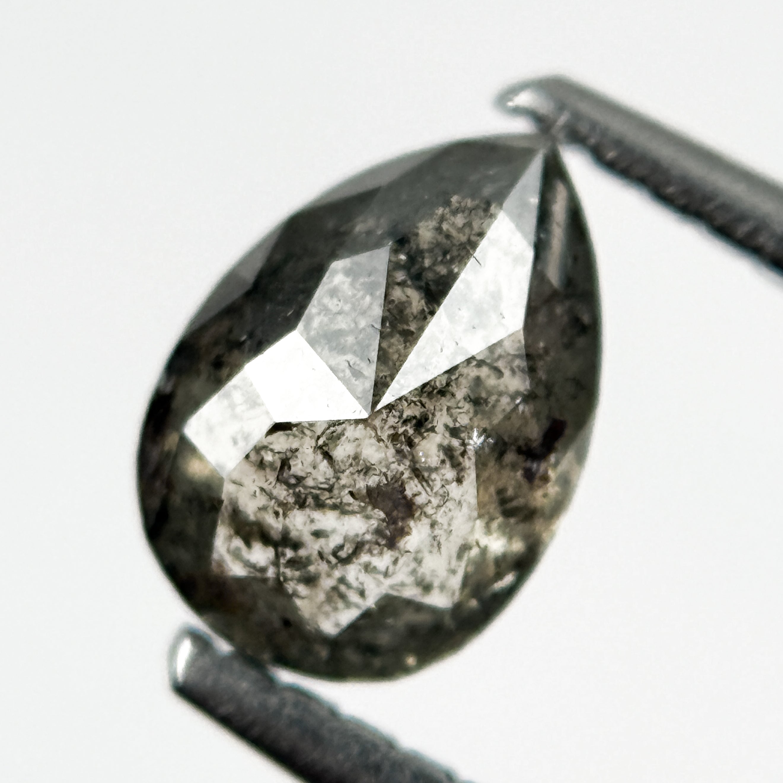 0.84 Ct Pear Rose Cut Grey Natural Galaxy Diamond