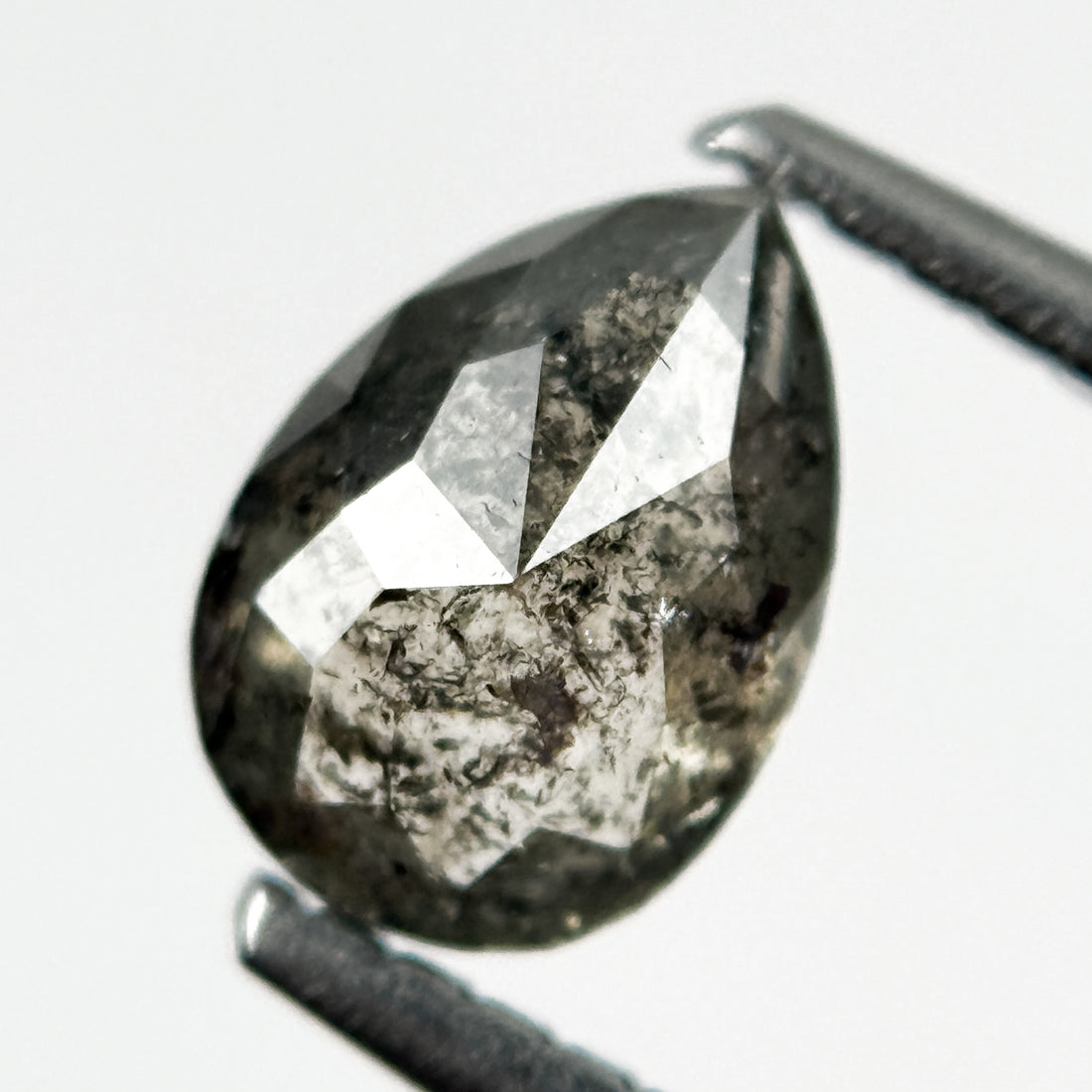 0.84 Ct Pear Rose Cut Grey Natural Galaxy Diamond
