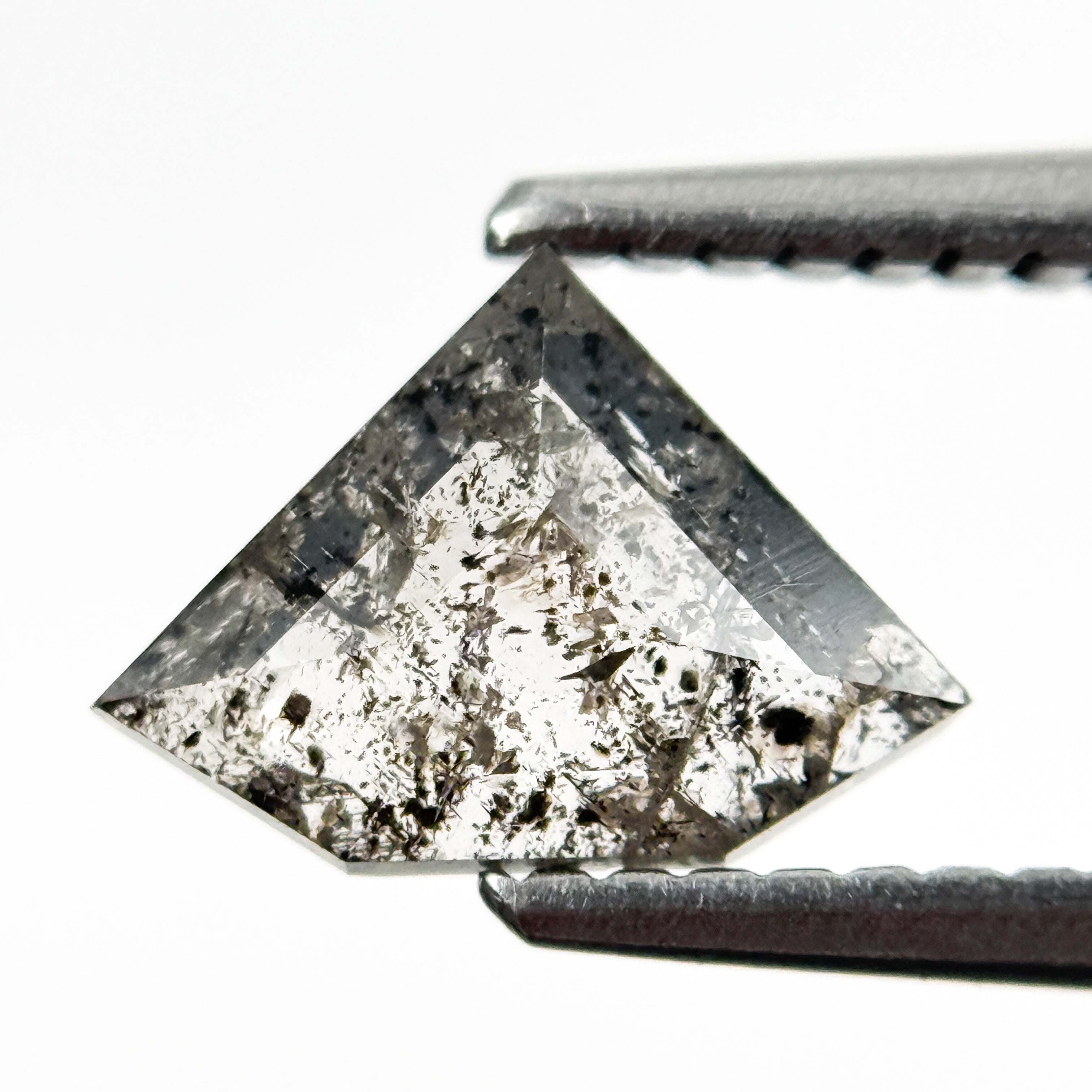 0.77 Ct Pentagon Rose Cut Grey Natural Salt and Pepper Diamond