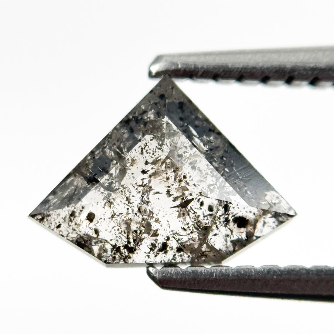 0.77 Ct Pentagon Rose Cut Grey Natural Salt and Pepper Diamond