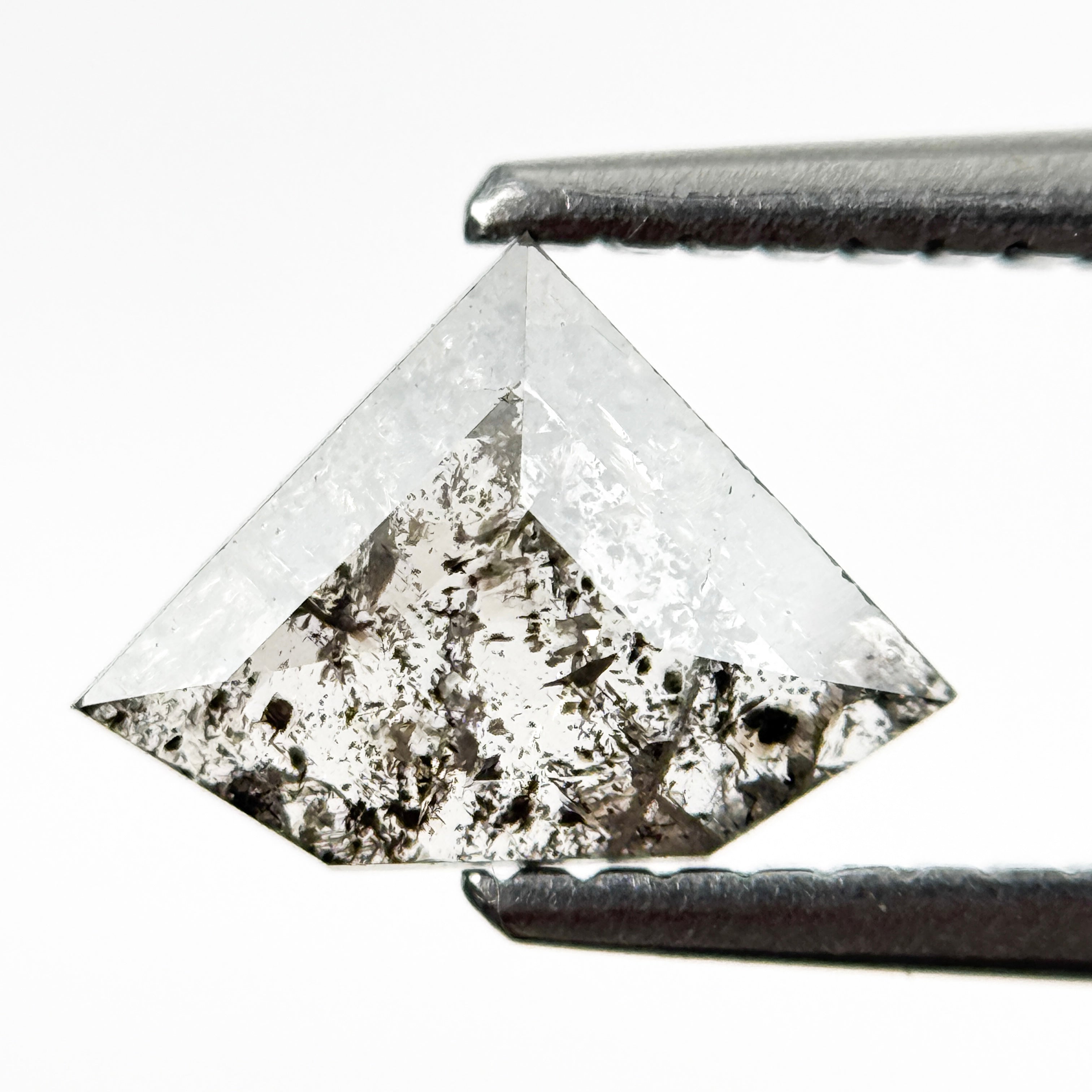 0.77 Ct Pentagon Rose Cut Grey Natural Salt and Pepper Diamond