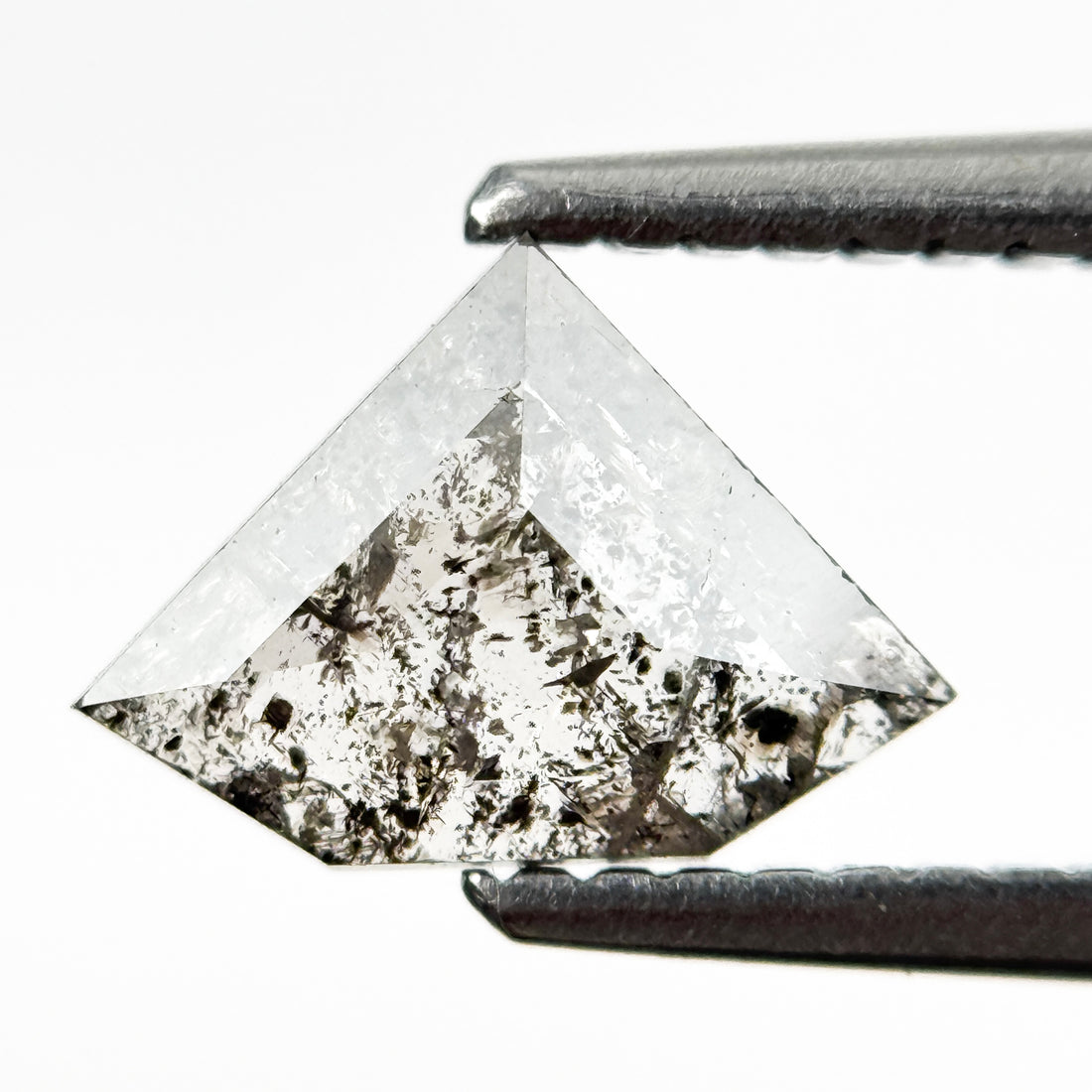 0.77 Ct Pentagon Rose Cut Grey Natural Salt and Pepper Diamond