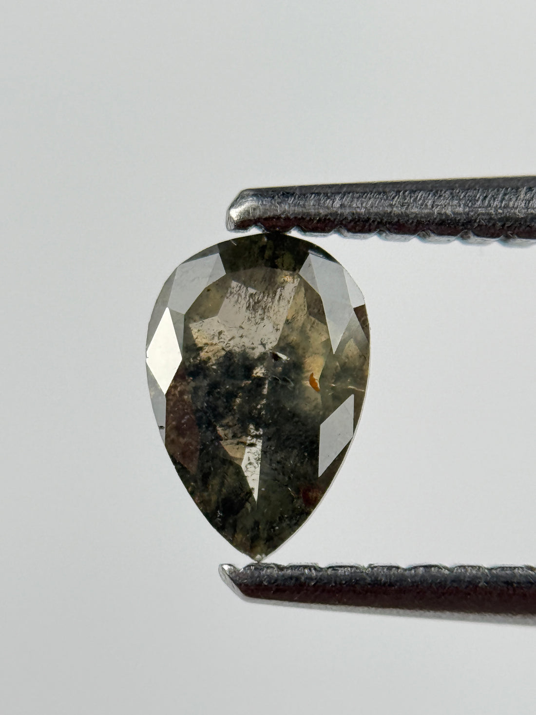 0.45 Ct Pear Rose Cut Green Natural Salt and Pepper Diamond