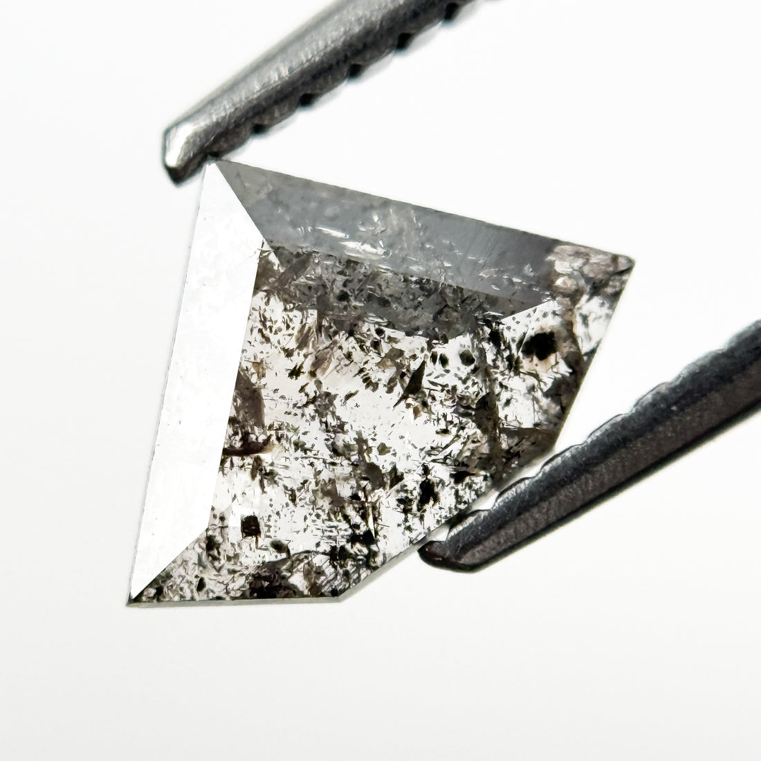 0.77 Ct Pentagon Rose Cut Grey Natural Salt and Pepper Diamond