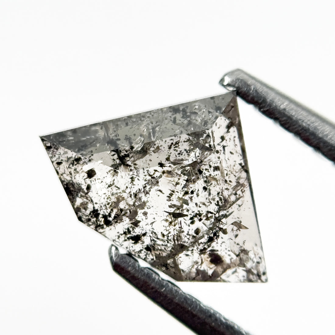 0.77 Ct Pentagon Rose Cut Grey Natural Salt and Pepper Diamond