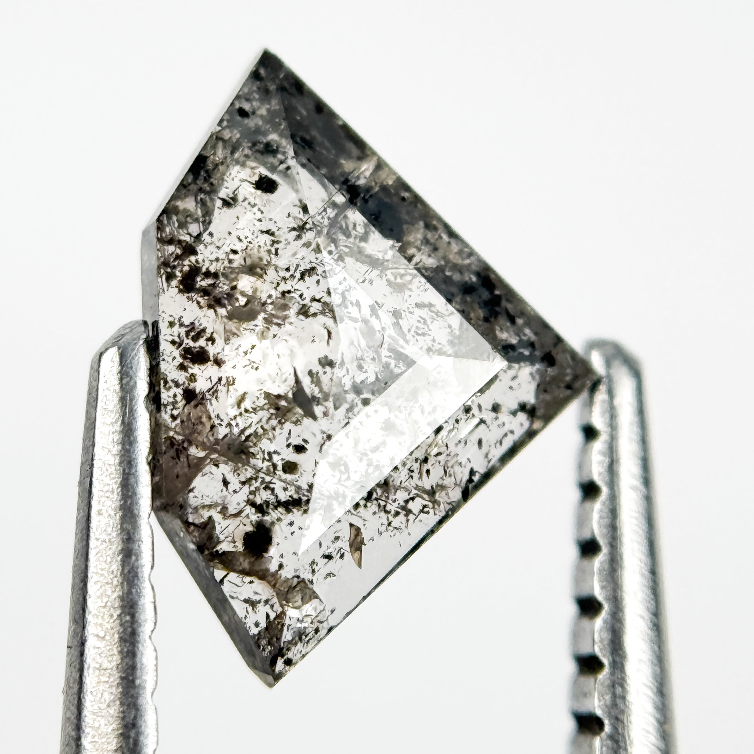 0.77 Ct Pentagon Rose Cut Grey Natural Salt and Pepper Diamond