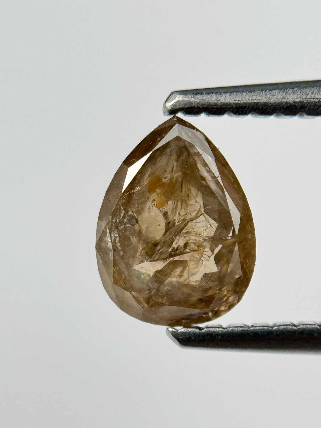 0.83 Ct Pear Rose Cut  Brown Natural Salt and Pepper Diamond
