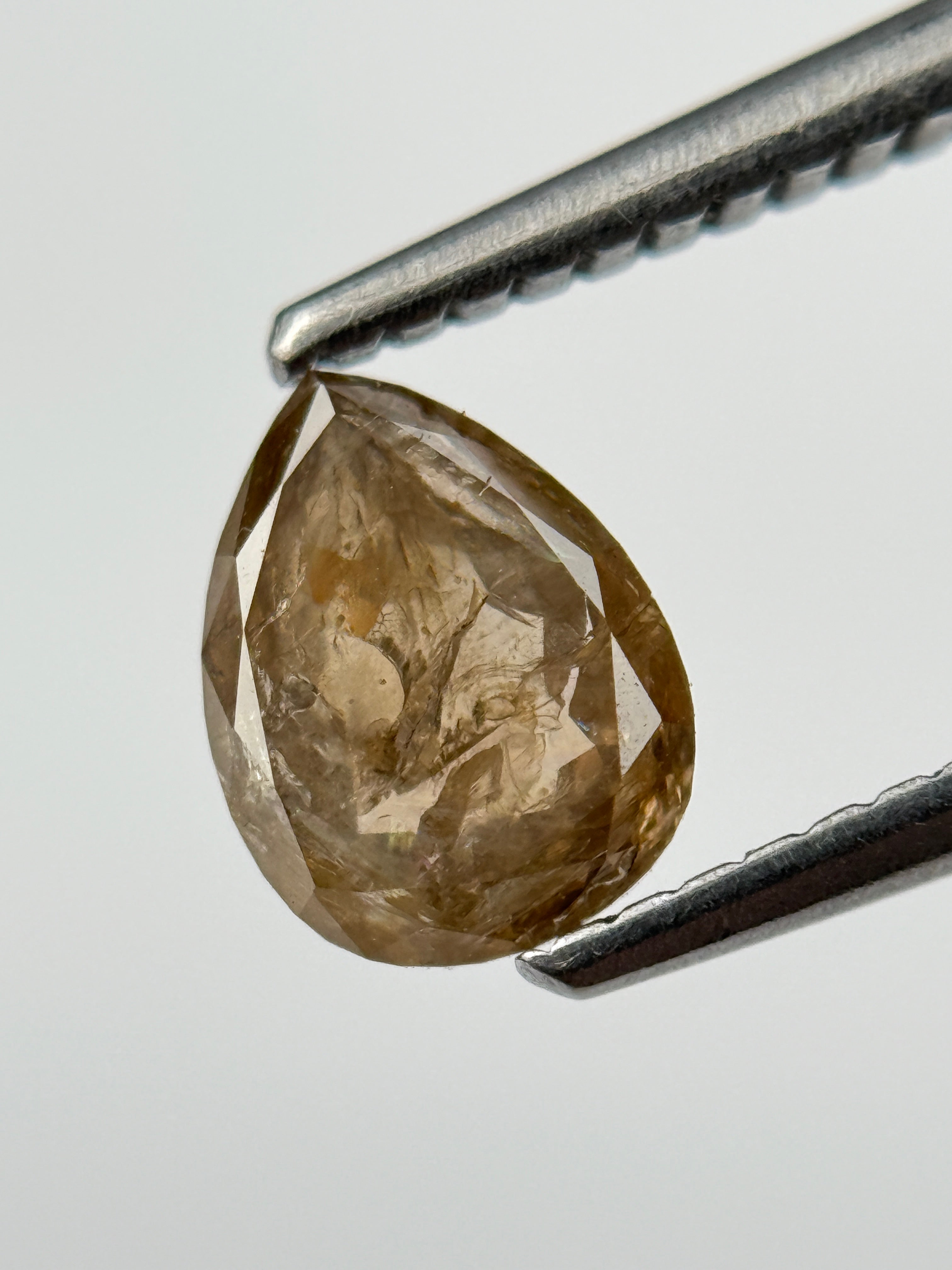 0.83 Ct Pear Rose Cut  Brown Natural Salt and Pepper Diamond