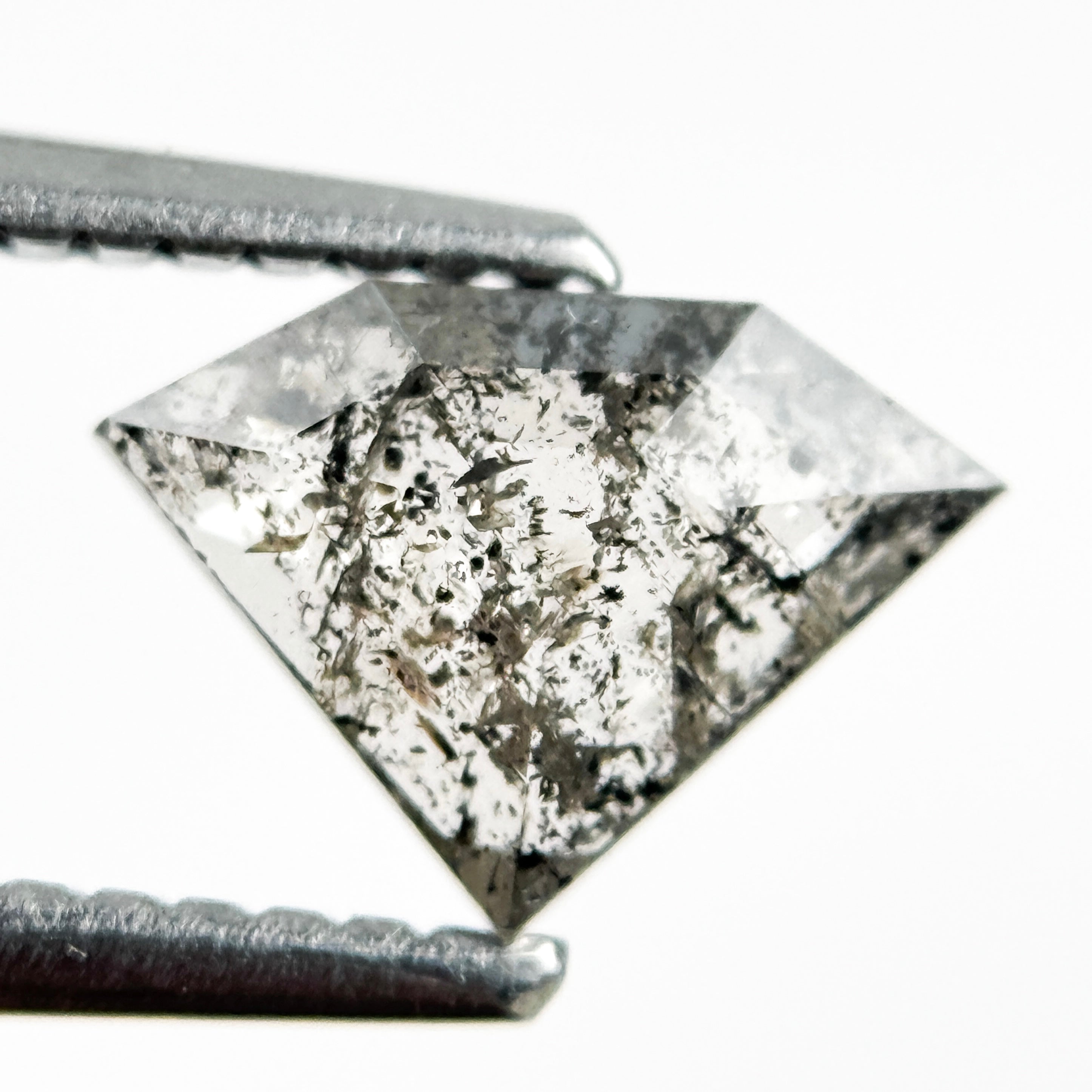 0.77 Ct Pentagon Rose Cut Grey Natural Salt and Pepper Diamond