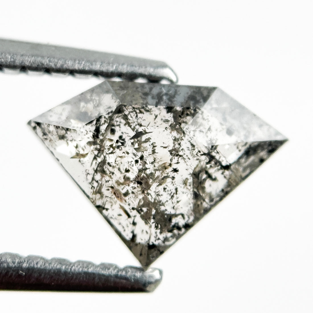 0.77 Ct Pentagon Rose Cut Grey Natural Salt and Pepper Diamond