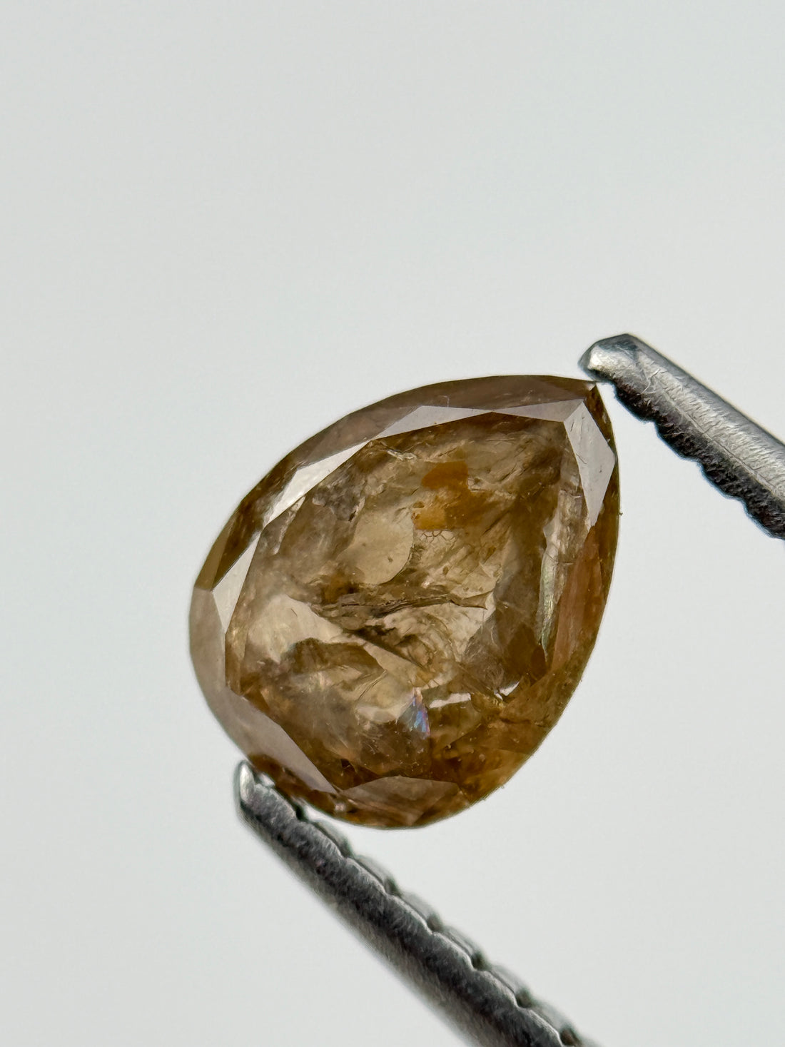 0.83 Ct Pear Rose Cut  Brown Natural Salt and Pepper Diamond