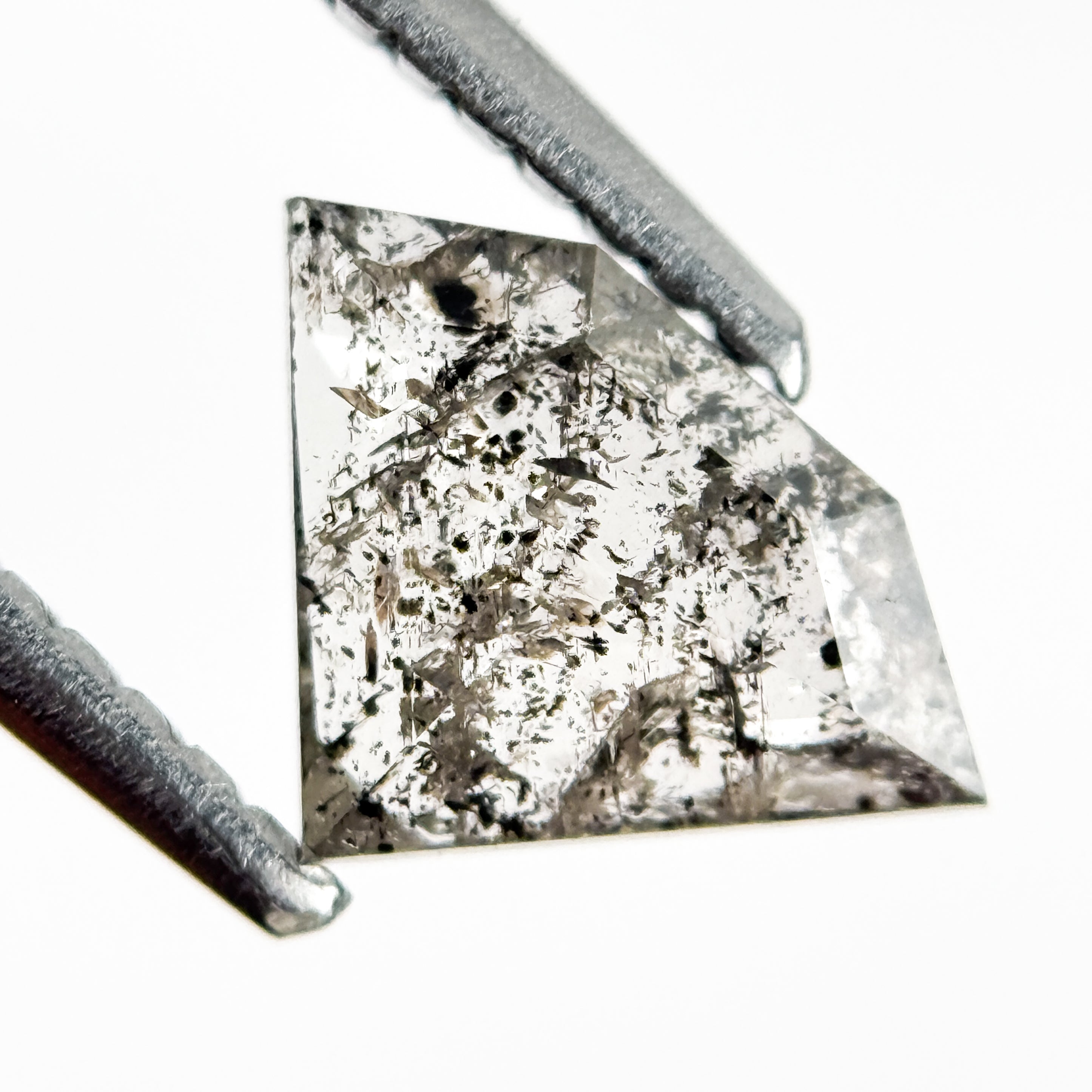 0.77 Ct Pentagon Rose Cut Grey Natural Salt and Pepper Diamond