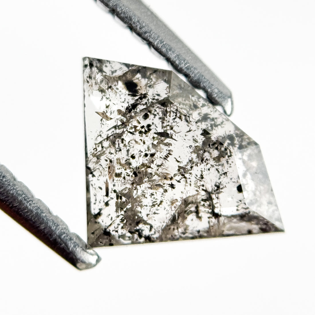 0.77 Ct Pentagon Rose Cut Grey Natural Salt and Pepper Diamond