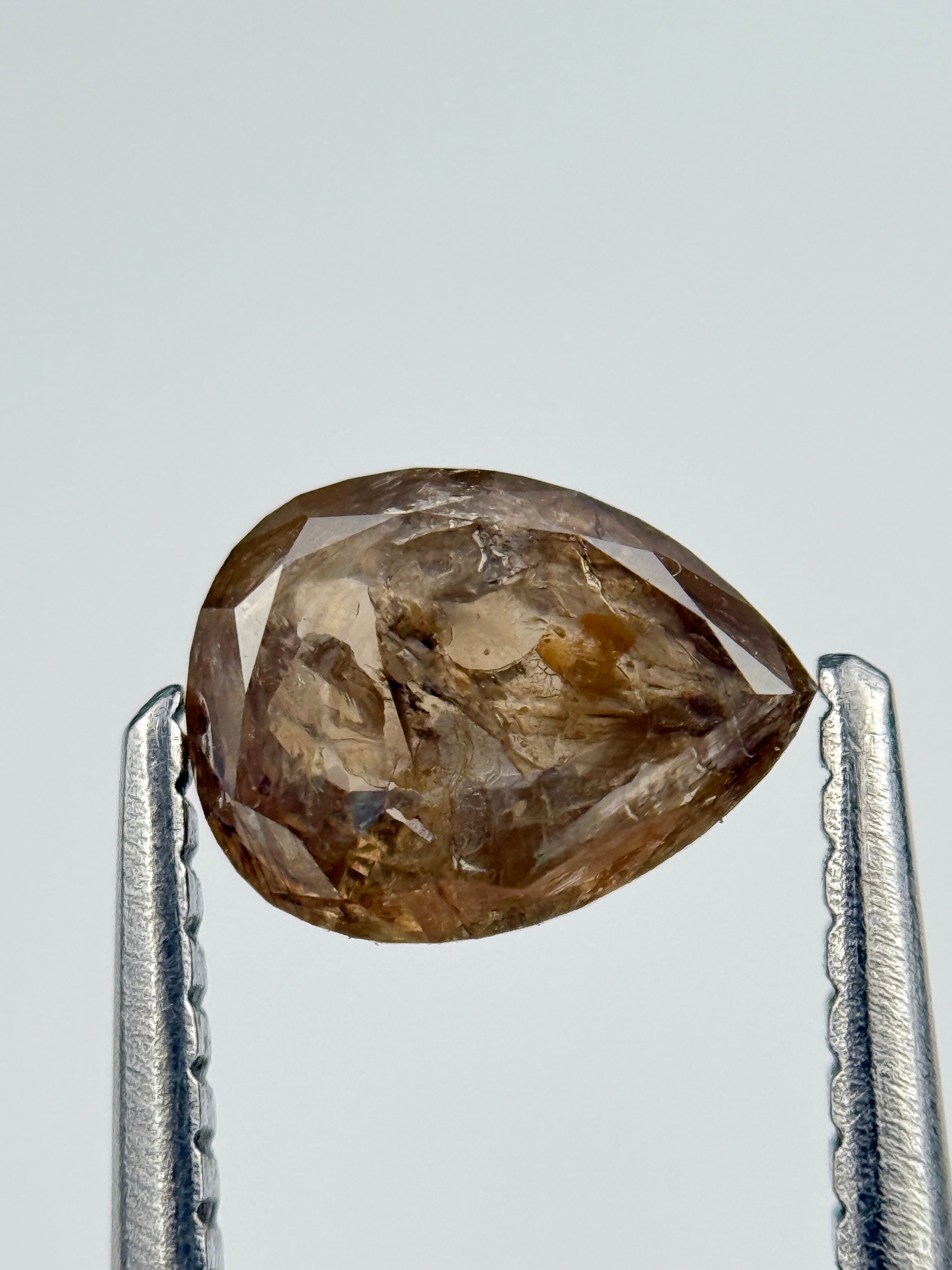 0.83 Ct Pear Rose Cut  Brown Natural Salt and Pepper Diamond