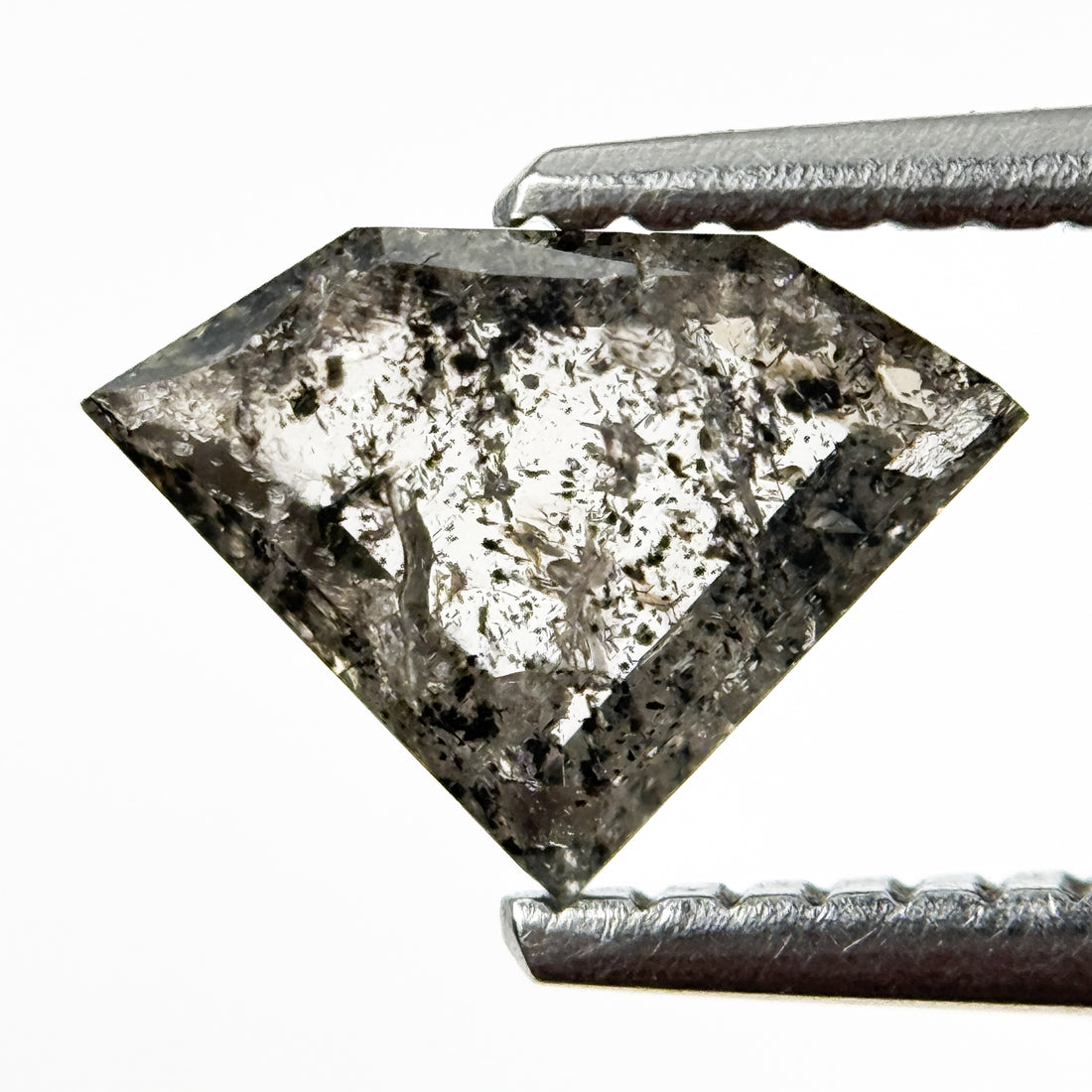 0.77 Ct Pentagon Rose Cut Grey Natural Salt and Pepper Diamond
