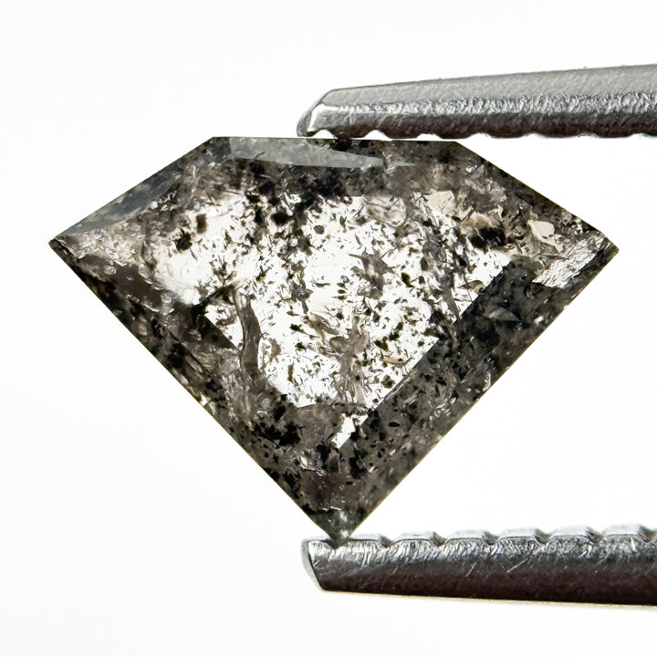 0.77 Ct Pentagon Rose Cut Grey Natural Salt and Pepper Diamond