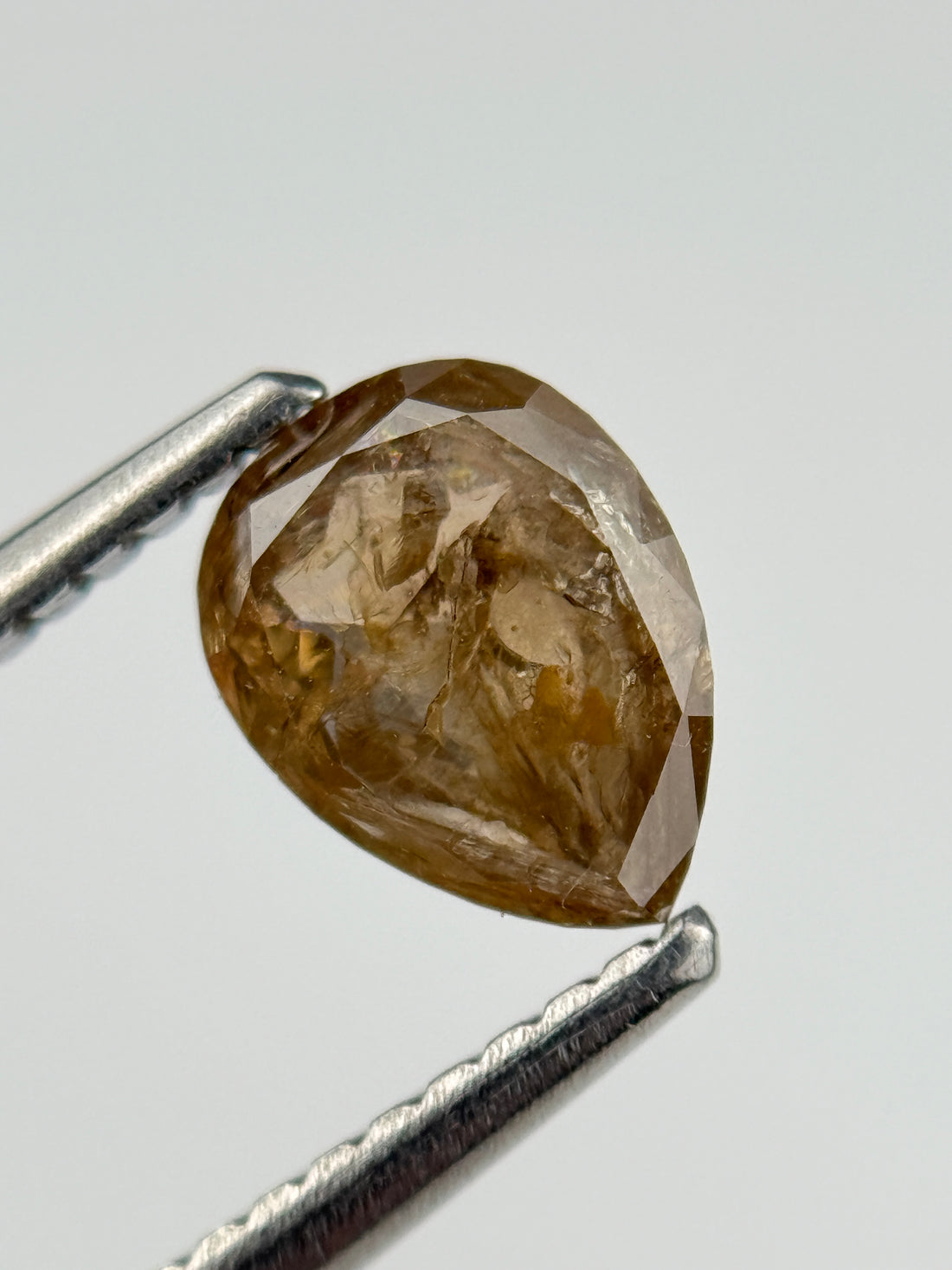 0.83 Ct Pear Rose Cut  Brown Natural Salt and Pepper Diamond