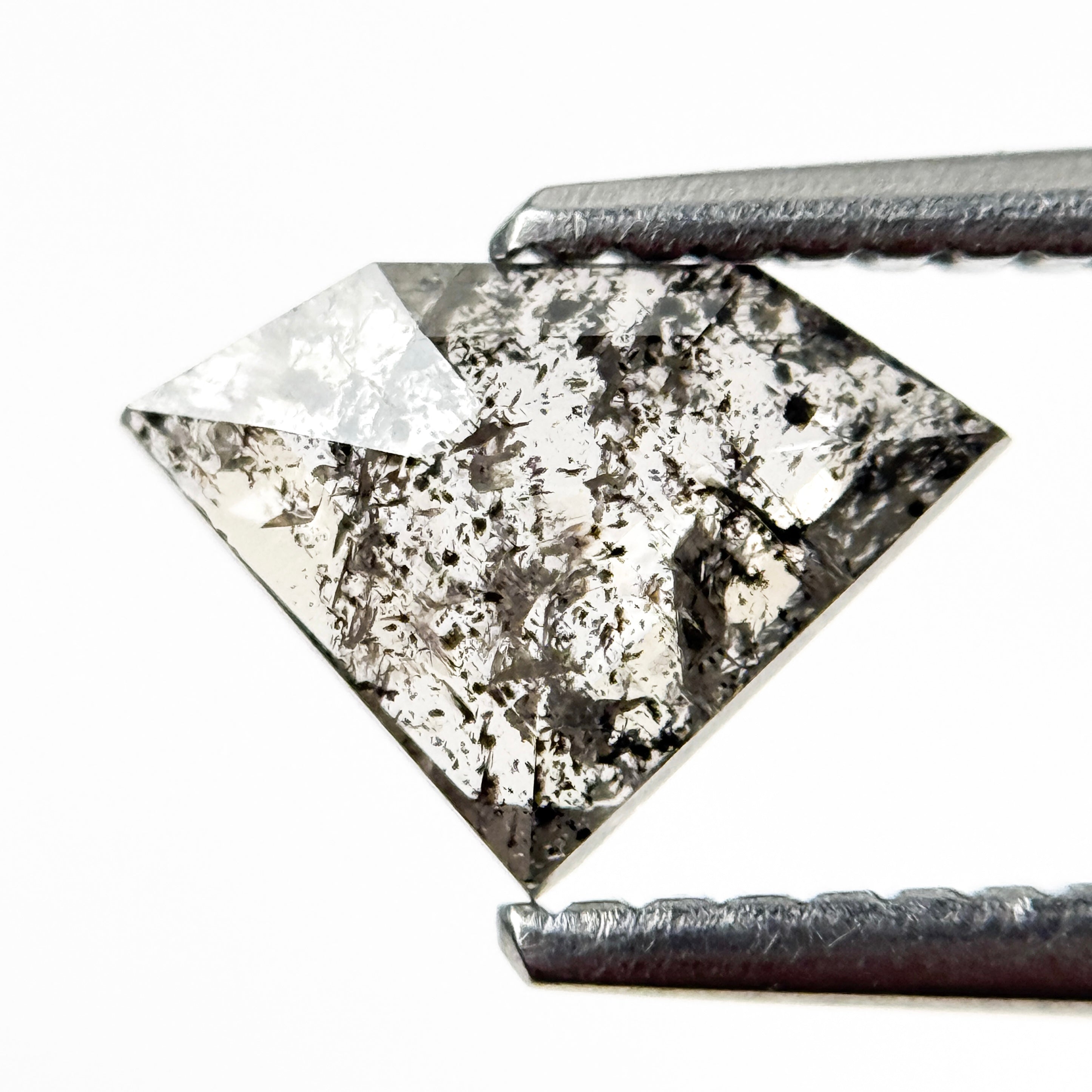 0.77 Ct Pentagon Rose Cut Grey Natural Salt and Pepper Diamond
