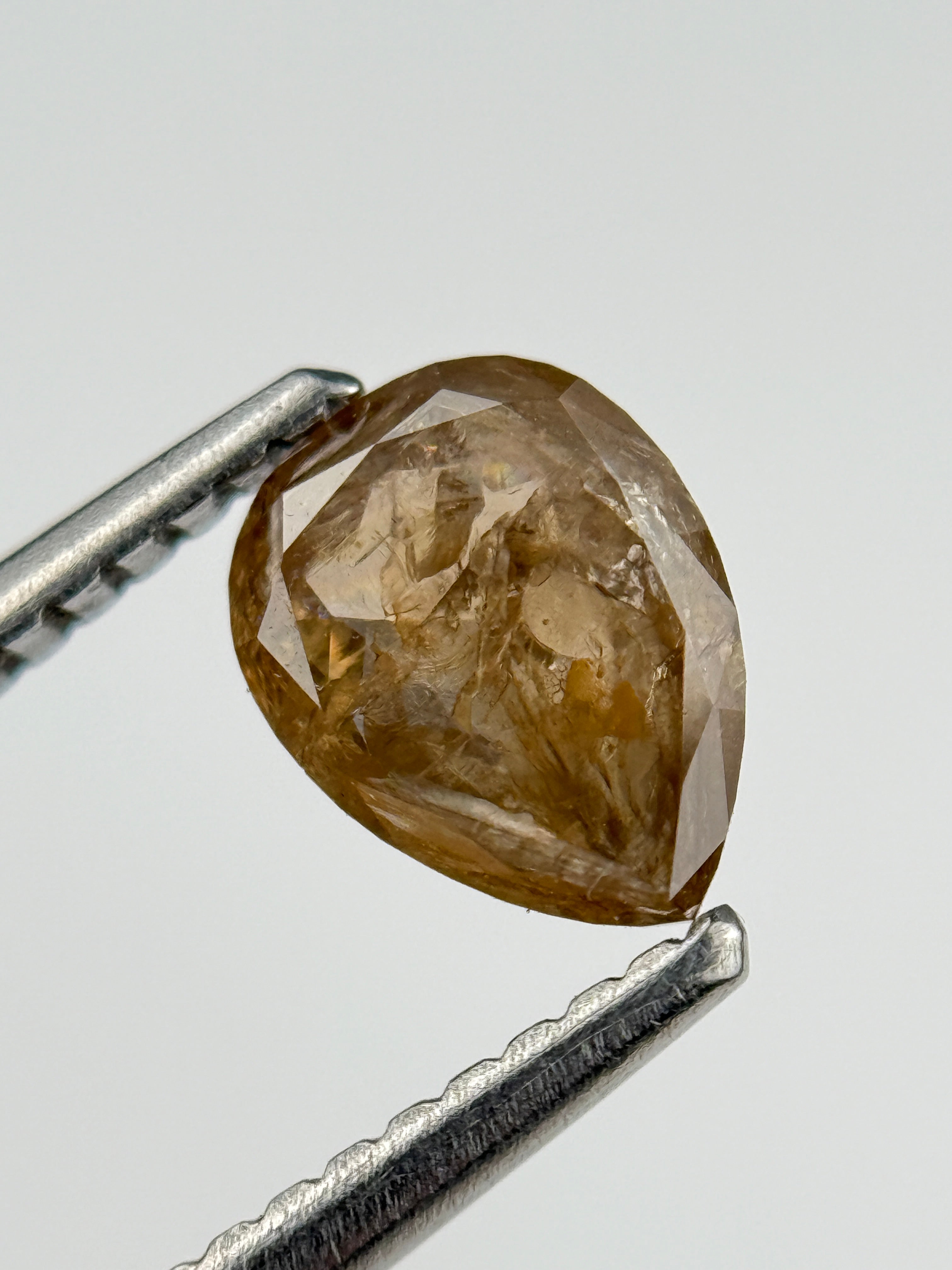 0.83 Ct Pear Rose Cut  Brown Natural Salt and Pepper Diamond