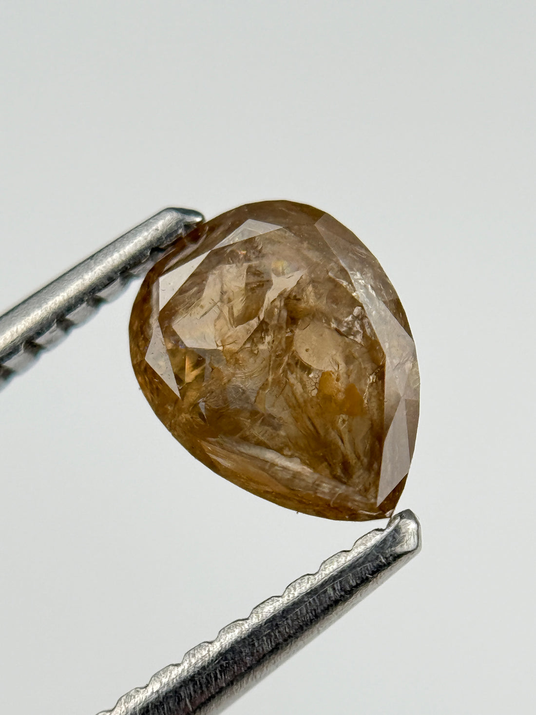 0.83 Ct Pear Rose Cut  Brown Natural Salt and Pepper Diamond