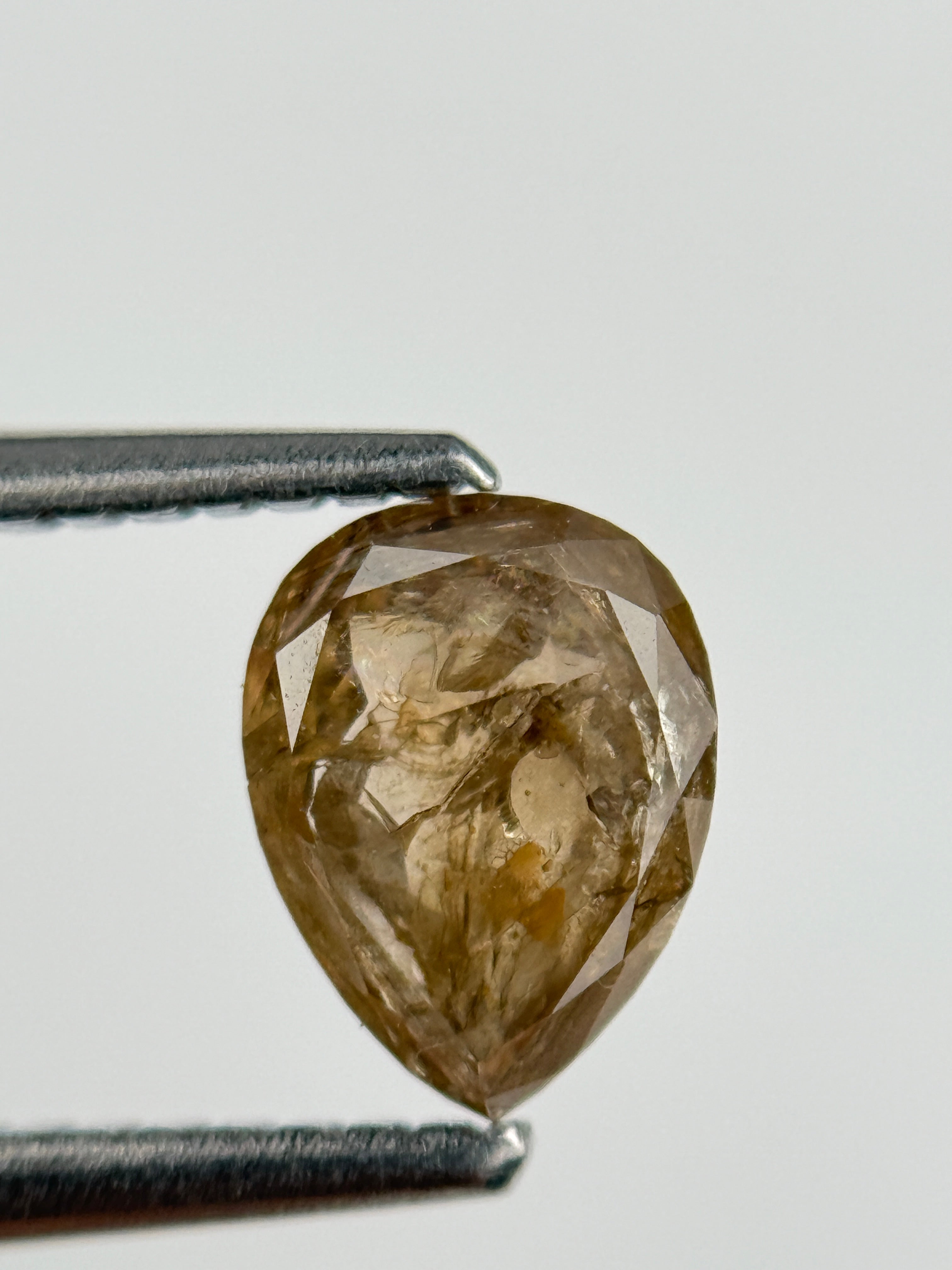 0.83 Ct Pear Rose Cut  Brown Natural Salt and Pepper Diamond