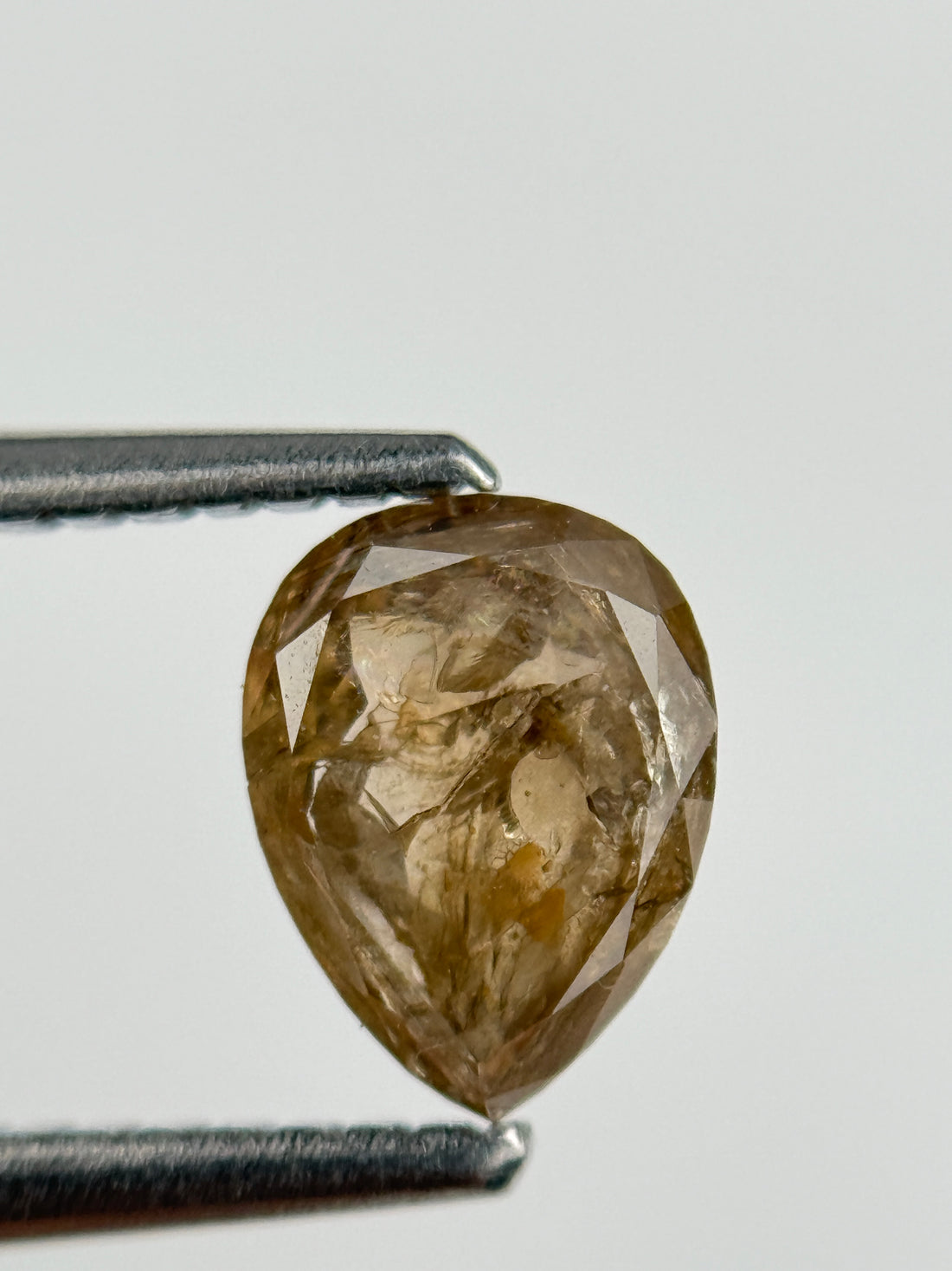 0.83 Ct Pear Rose Cut  Brown Natural Salt and Pepper Diamond