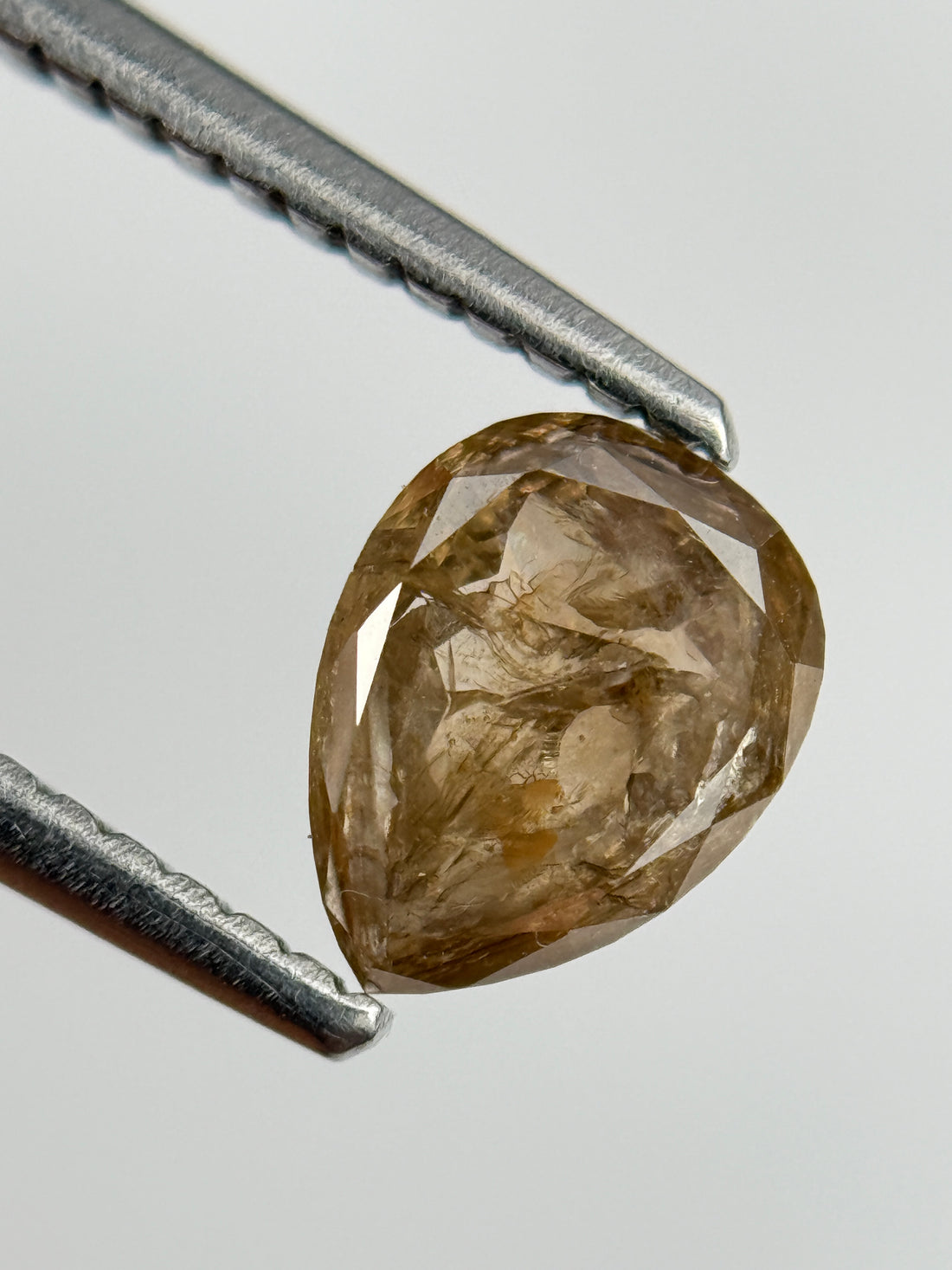 0.83 Ct Pear Rose Cut  Brown Natural Salt and Pepper Diamond