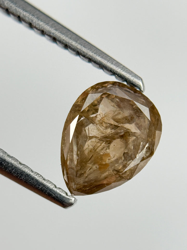 0.83 Ct Pear Rose Cut  Brown Natural Salt and Pepper Diamond