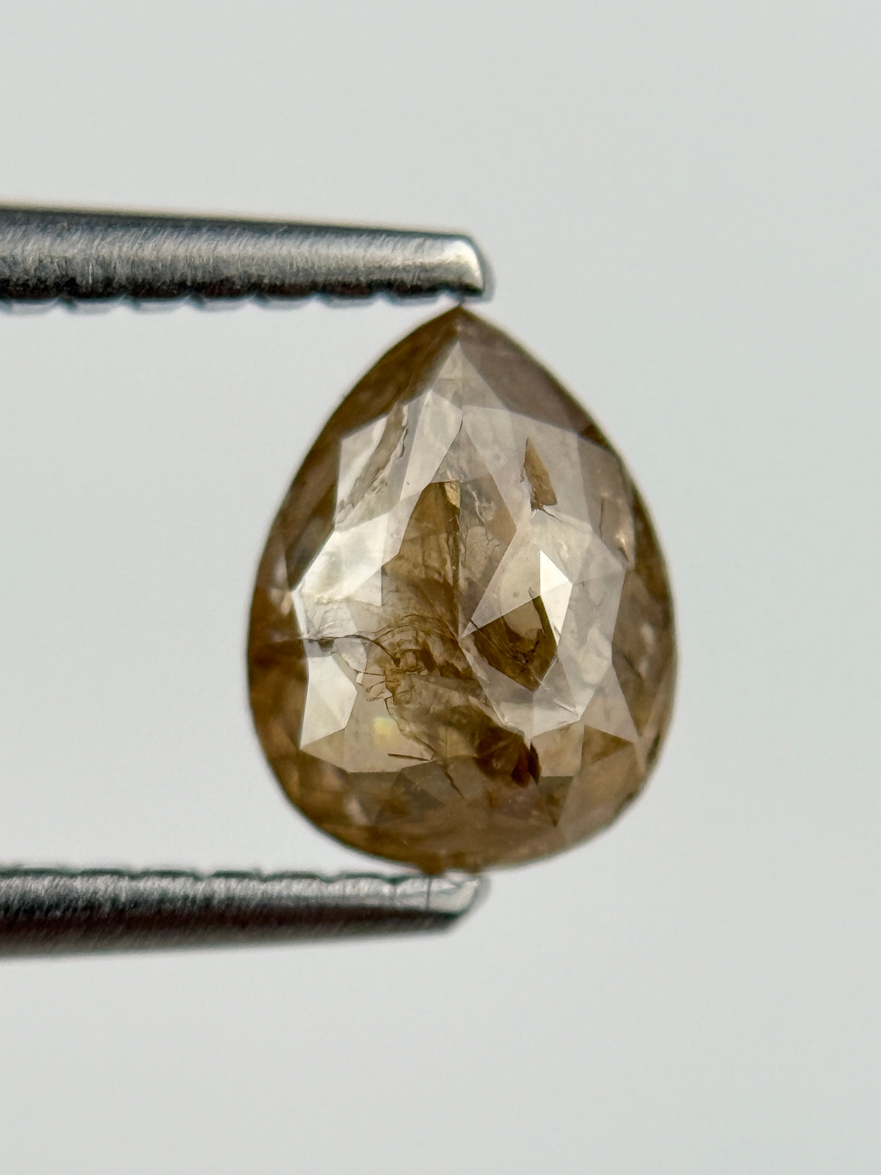 0.83 Ct Pear Rose Cut  Brown Natural Salt and Pepper Diamond