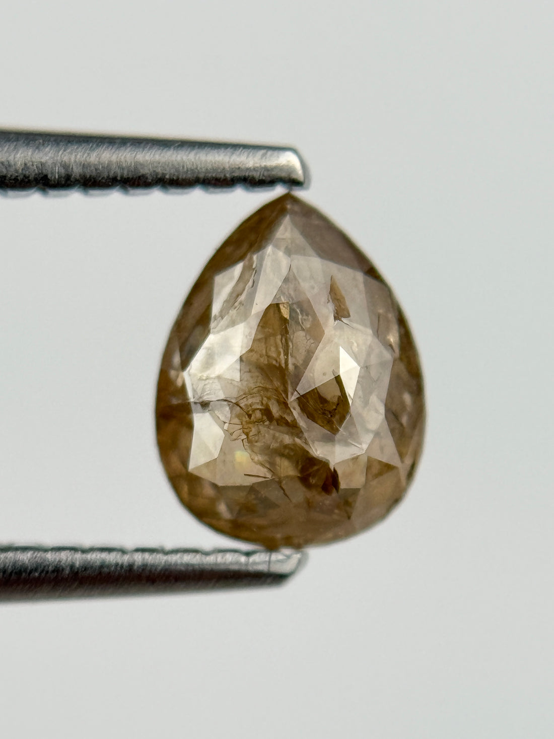 0.83 Ct Pear Rose Cut  Brown Natural Salt and Pepper Diamond