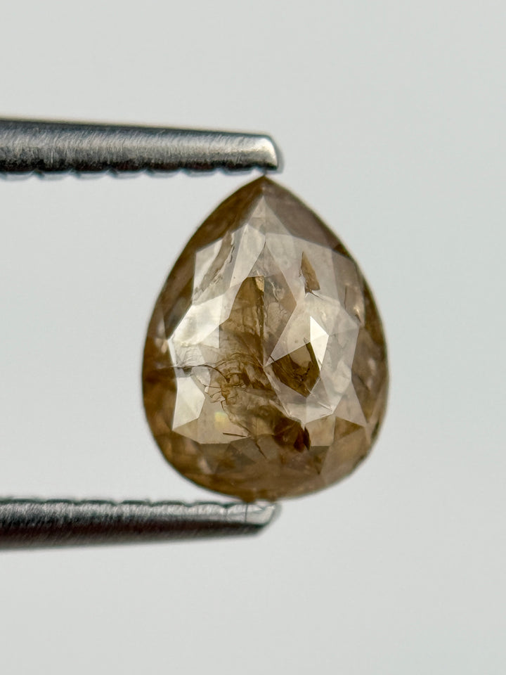 0.83 Ct Pear Rose Cut  Brown Natural Salt and Pepper Diamond