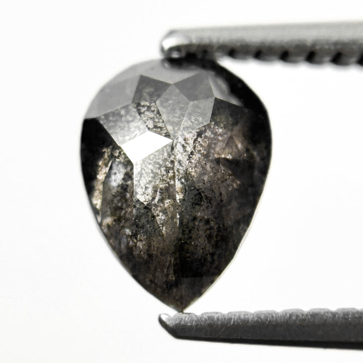 1.20 Ct Pear Rose Cut Grey Natural Salt and Pepper Diamond