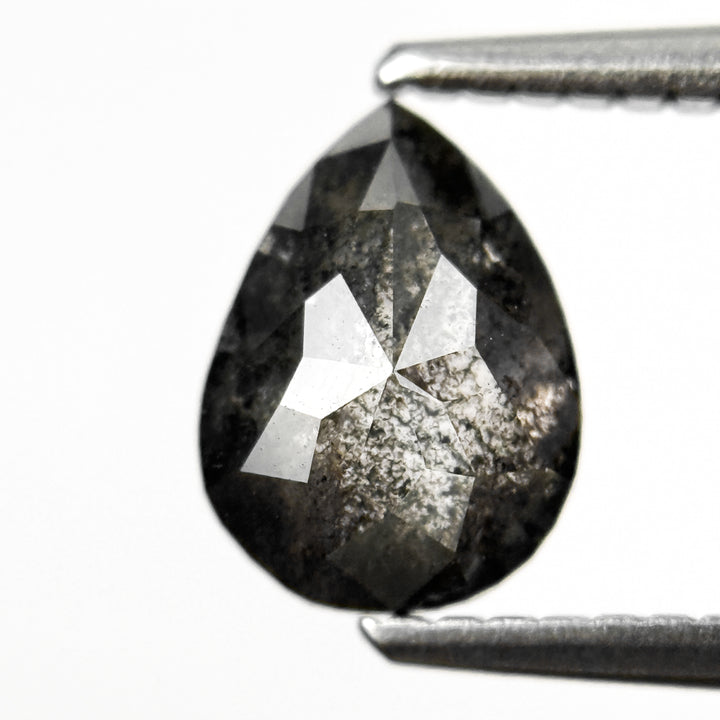 1.20 Ct Pear Rose Cut Grey Natural Salt and Pepper Diamond